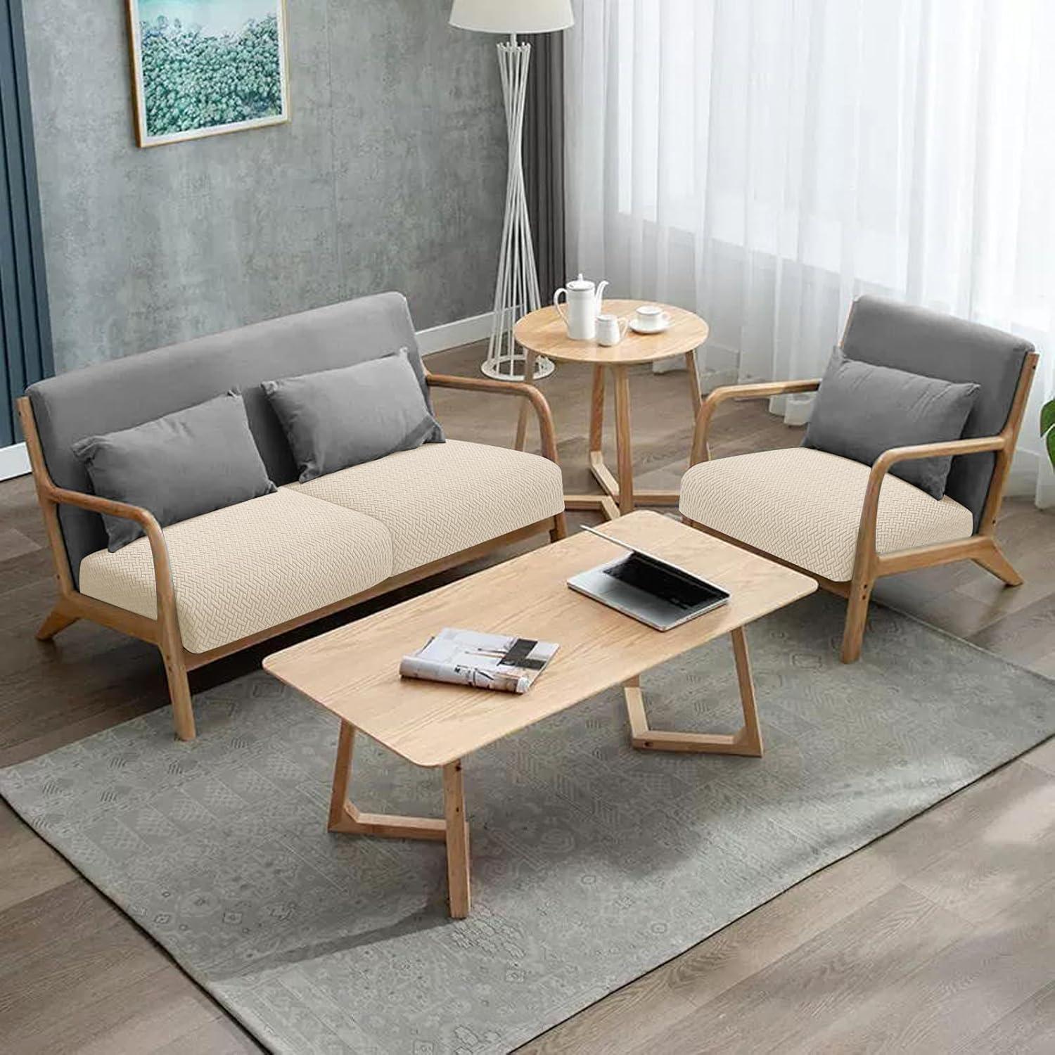 Fundas de Cojines Impermeables Fuloon Beige 1PC Ajuste Elástico