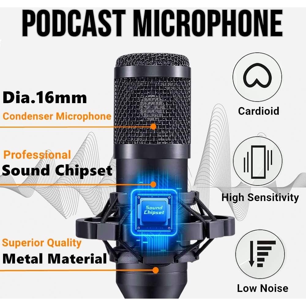 Paquete de Podcast Profesional CofeLife V8S con Micrófono BM800