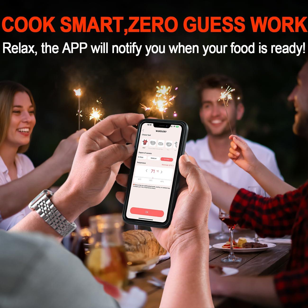 Termómetro de Carne Inalámbrico WANDiORY Bluetooth IPX8