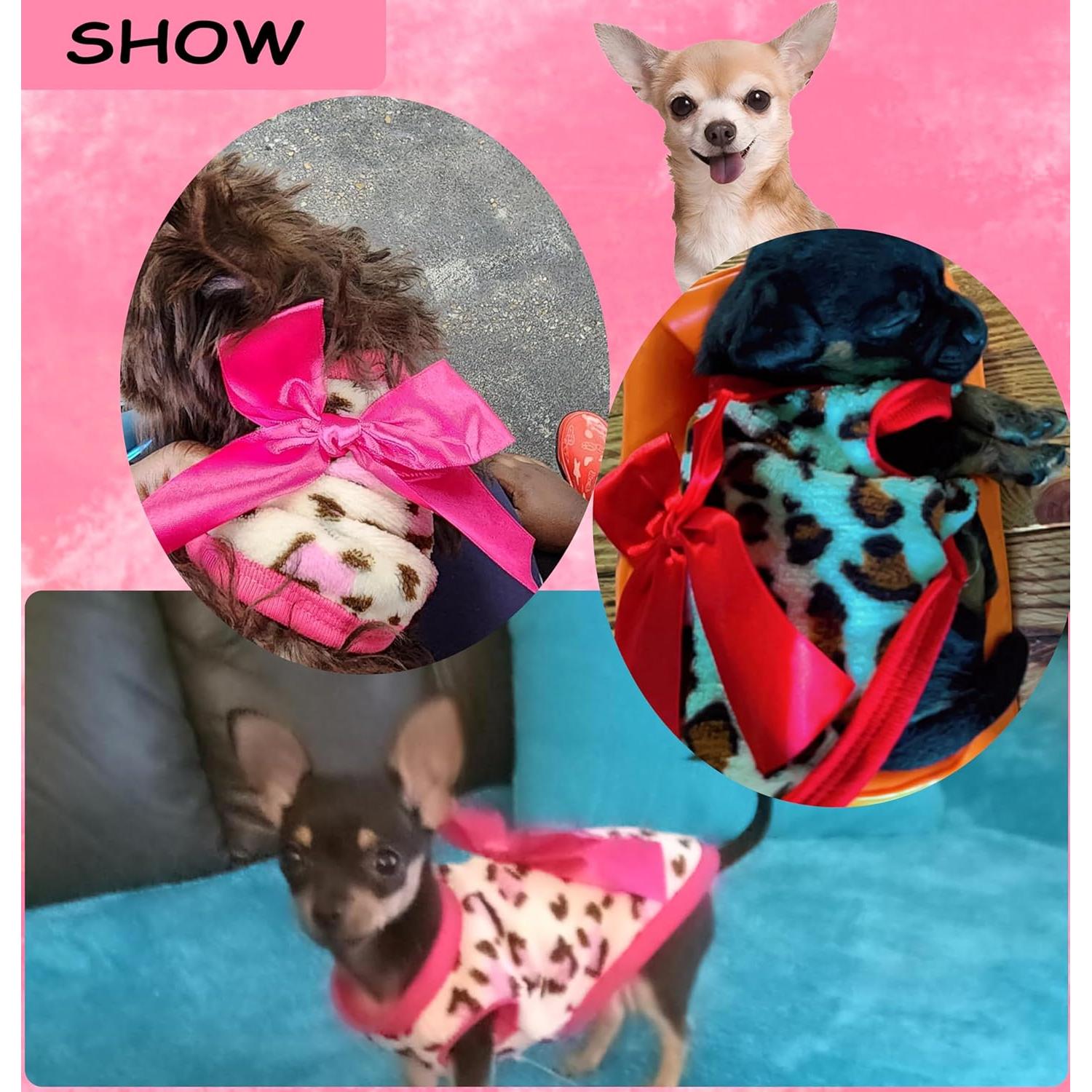 2 Suéteres para Perros XXS Leopardo Rosa y Rojo