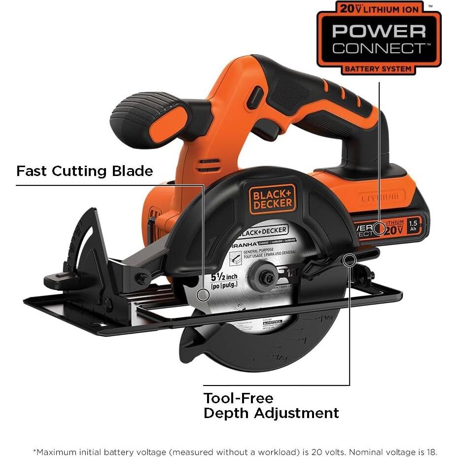 Sierra Circular Inalámbrica BLACK+DECKER 20V 13.97 cm con Batería