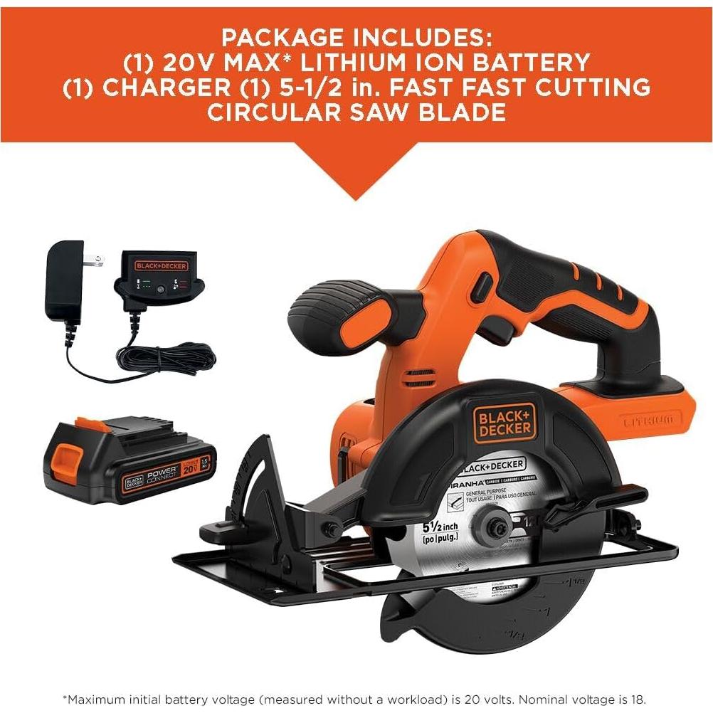 Sierra Circular Inalámbrica BLACK+DECKER 20V 13.97 cm con Batería