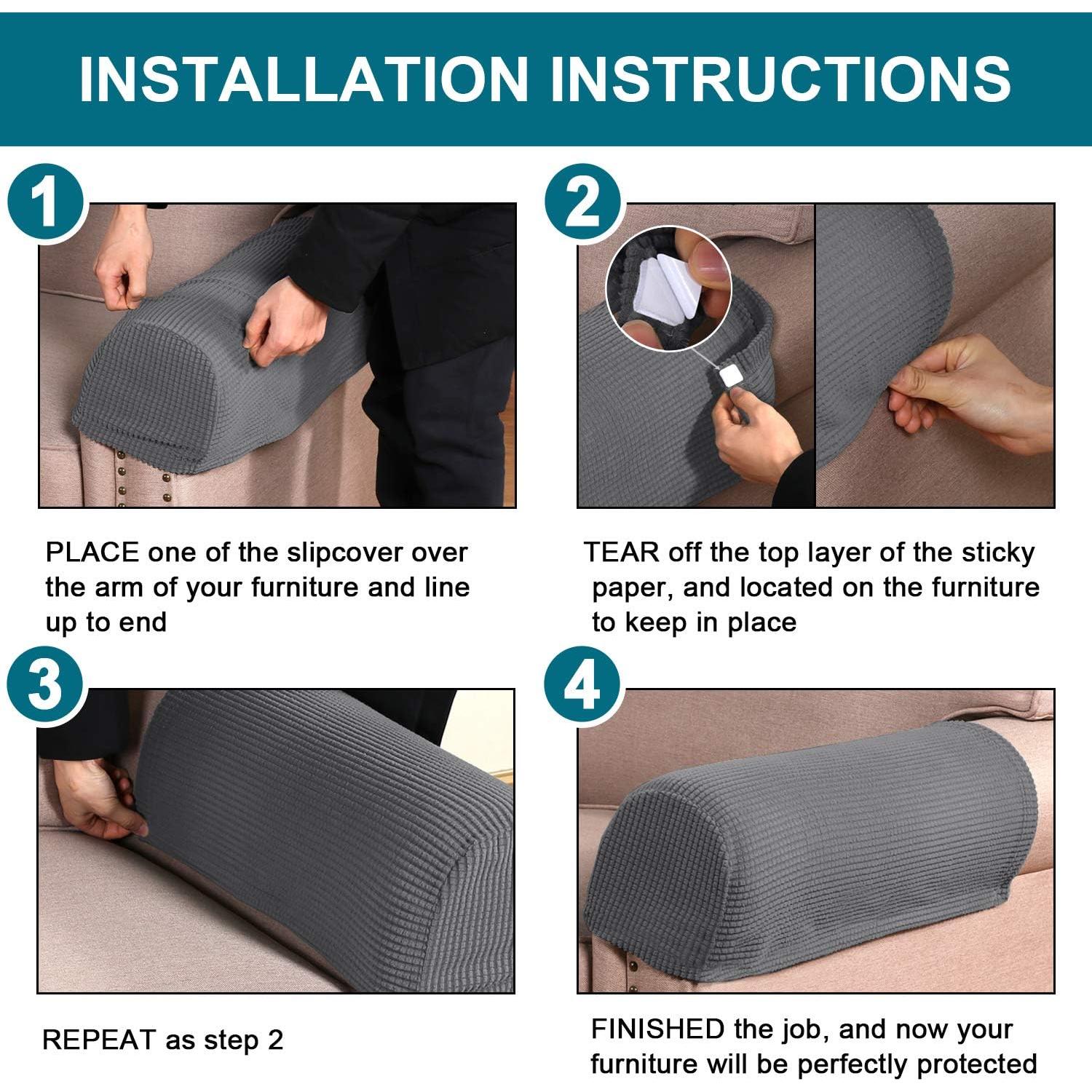 Cubiertas de Reposabrazos Turquoize Elásticas 2 Piezas Gris