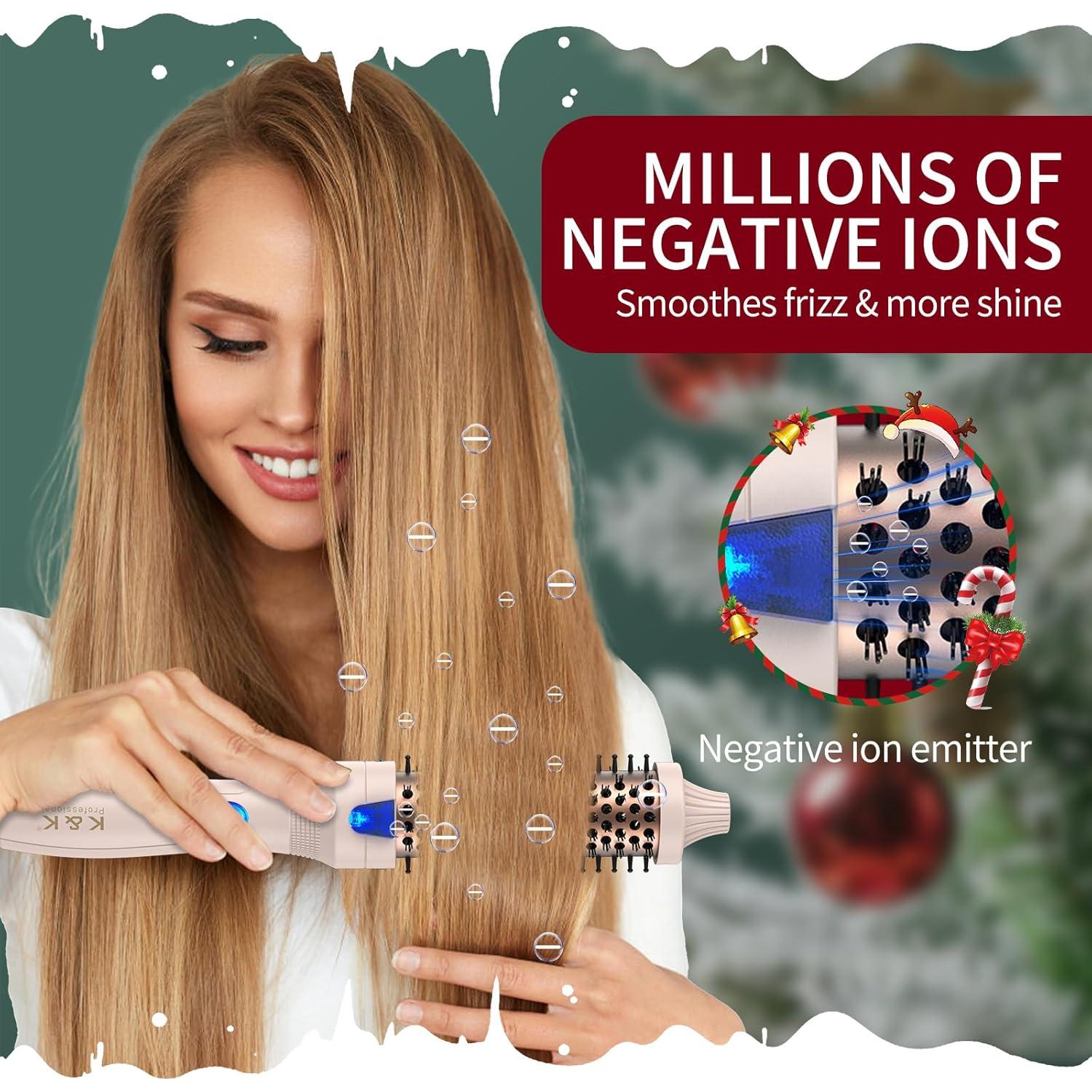 Cepillo Térmico K&K 3.2 cm Voluminizador Cerámico Rosa