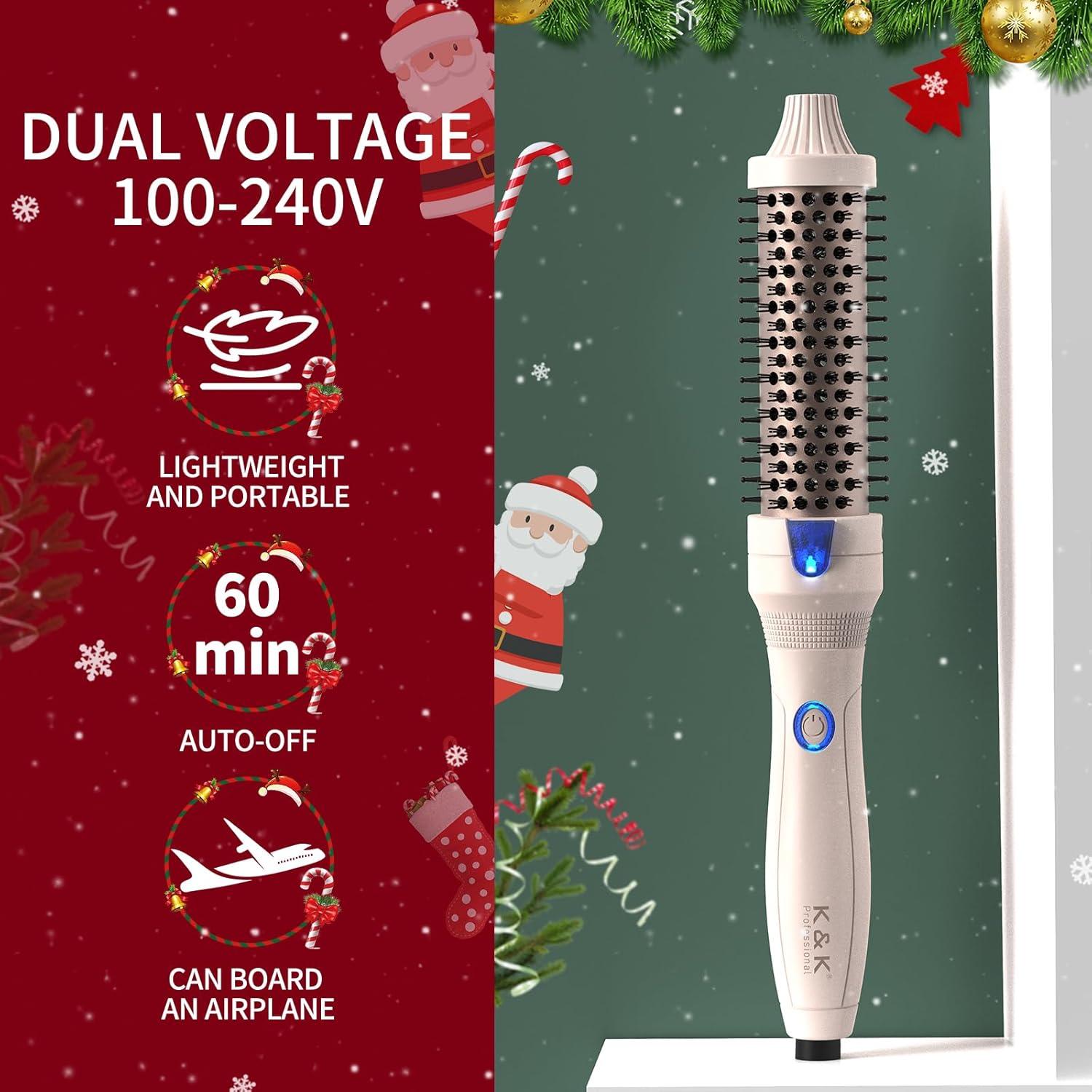 Cepillo Térmico K&K 3.2 cm Voluminizador Cerámico Rosa