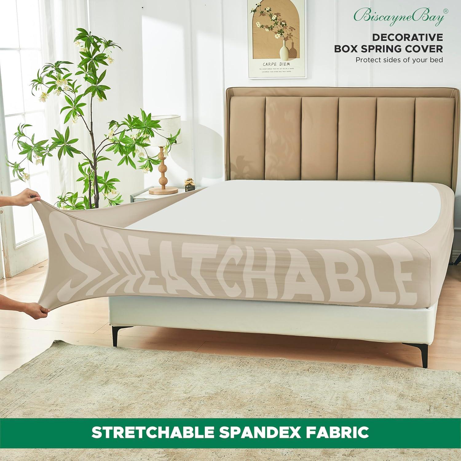 Funda Box Spring Biscaynebay Full XL Camello Claro Ajustable