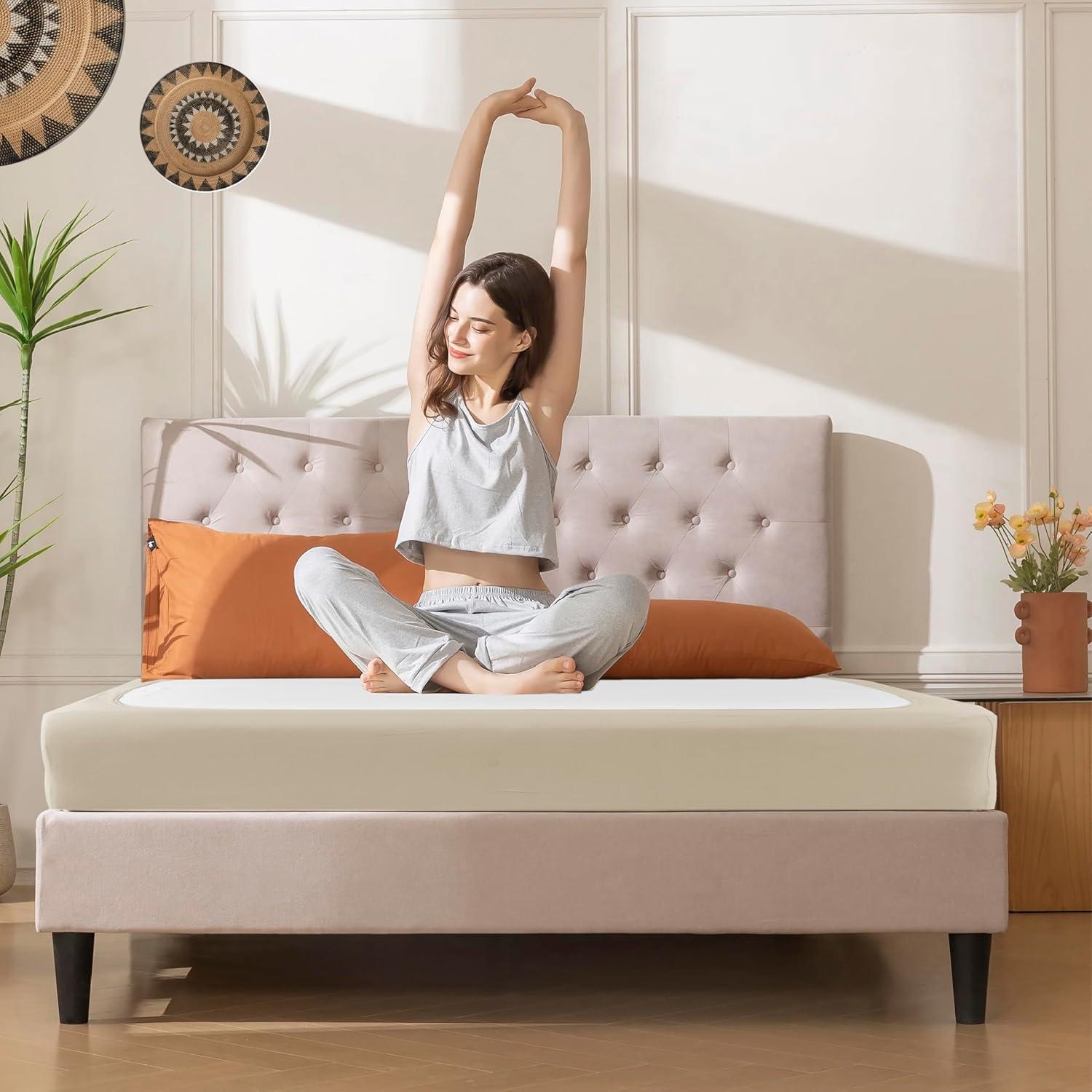 Funda Box Spring Biscaynebay Full XL Camello Claro Ajustable