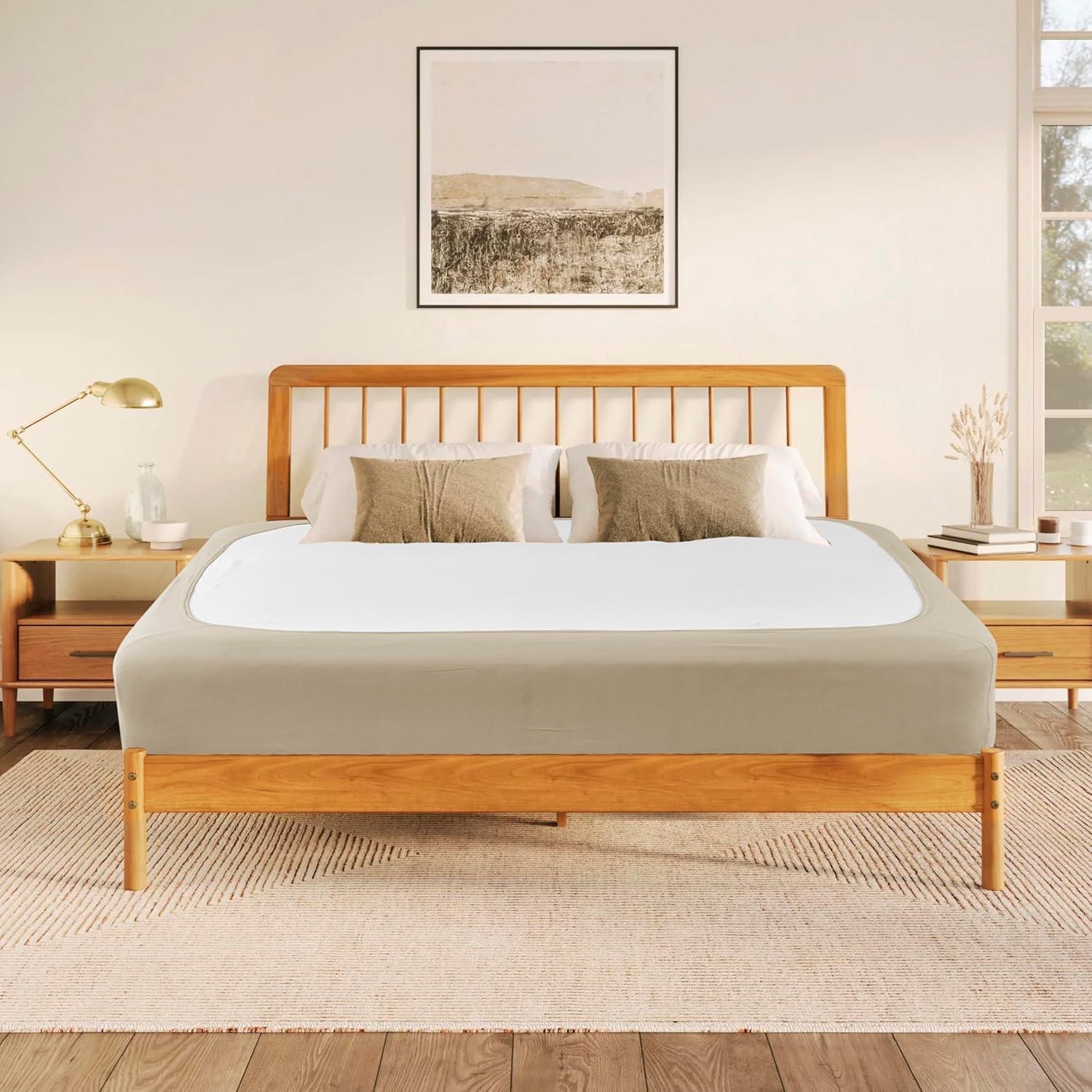 Funda Box Spring Biscaynebay Full XL Camello Claro Ajustable