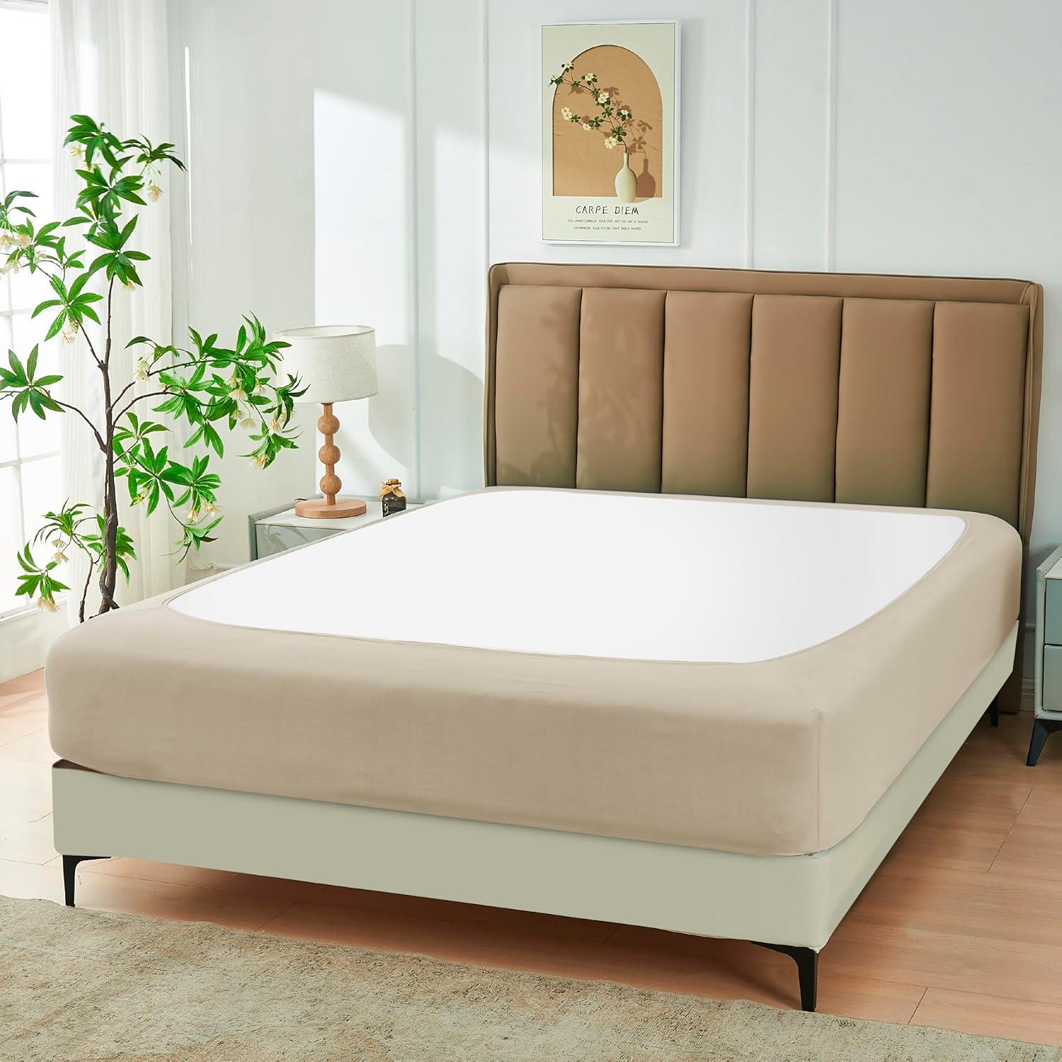 Funda Box Spring Biscaynebay Full XL Camello Claro Ajustable