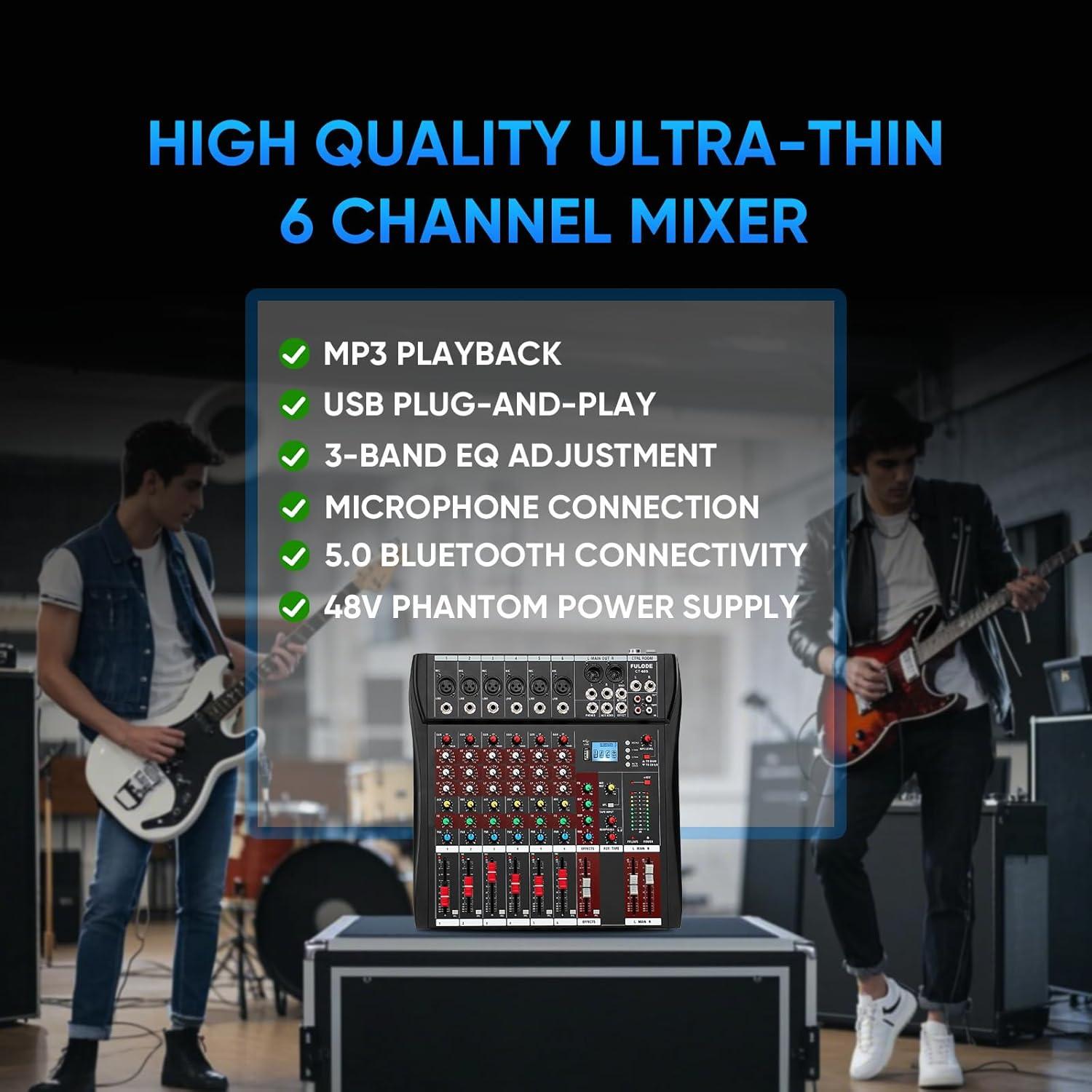 Mezclador de Audio FULODE CT60 6 Canales Bluetooth USB