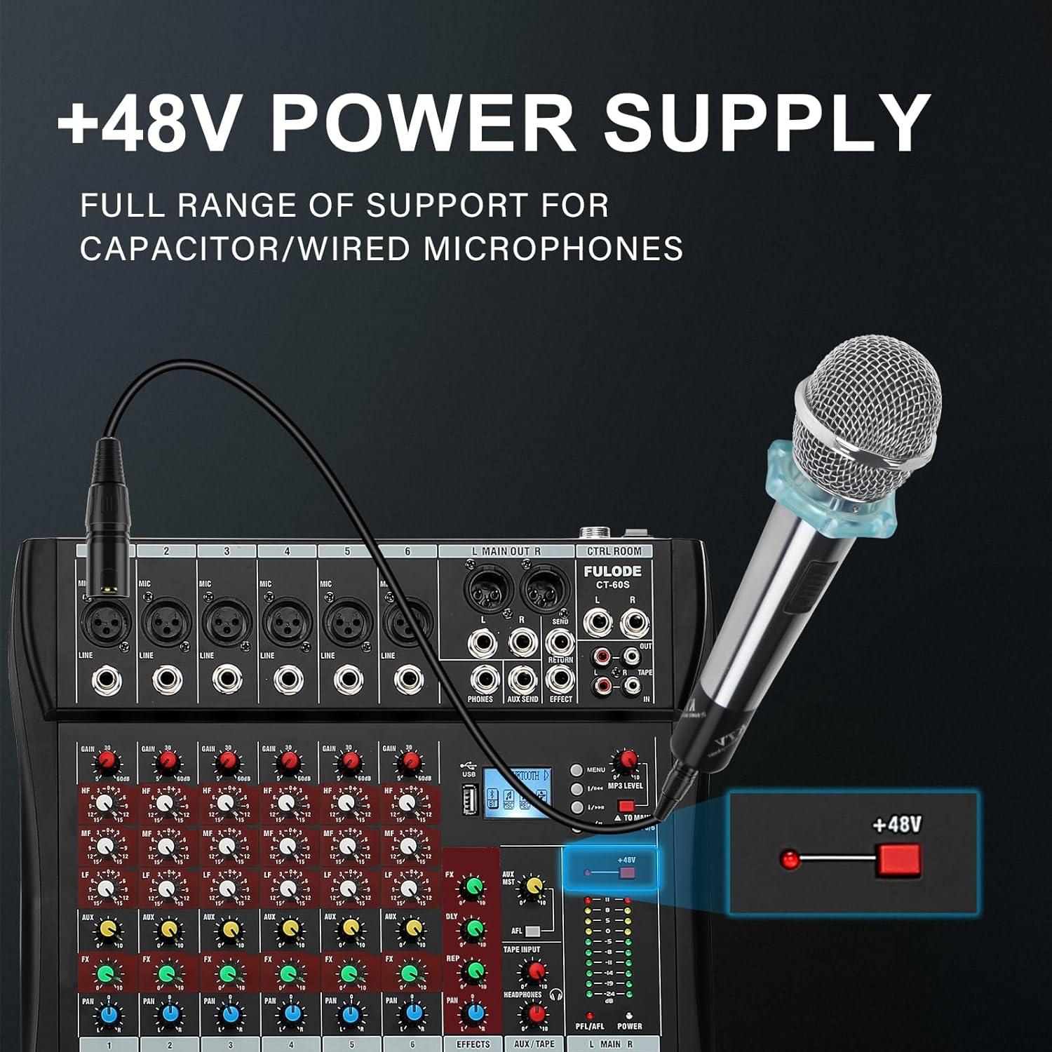 Mezclador de Audio FULODE CT60 6 Canales Bluetooth USB