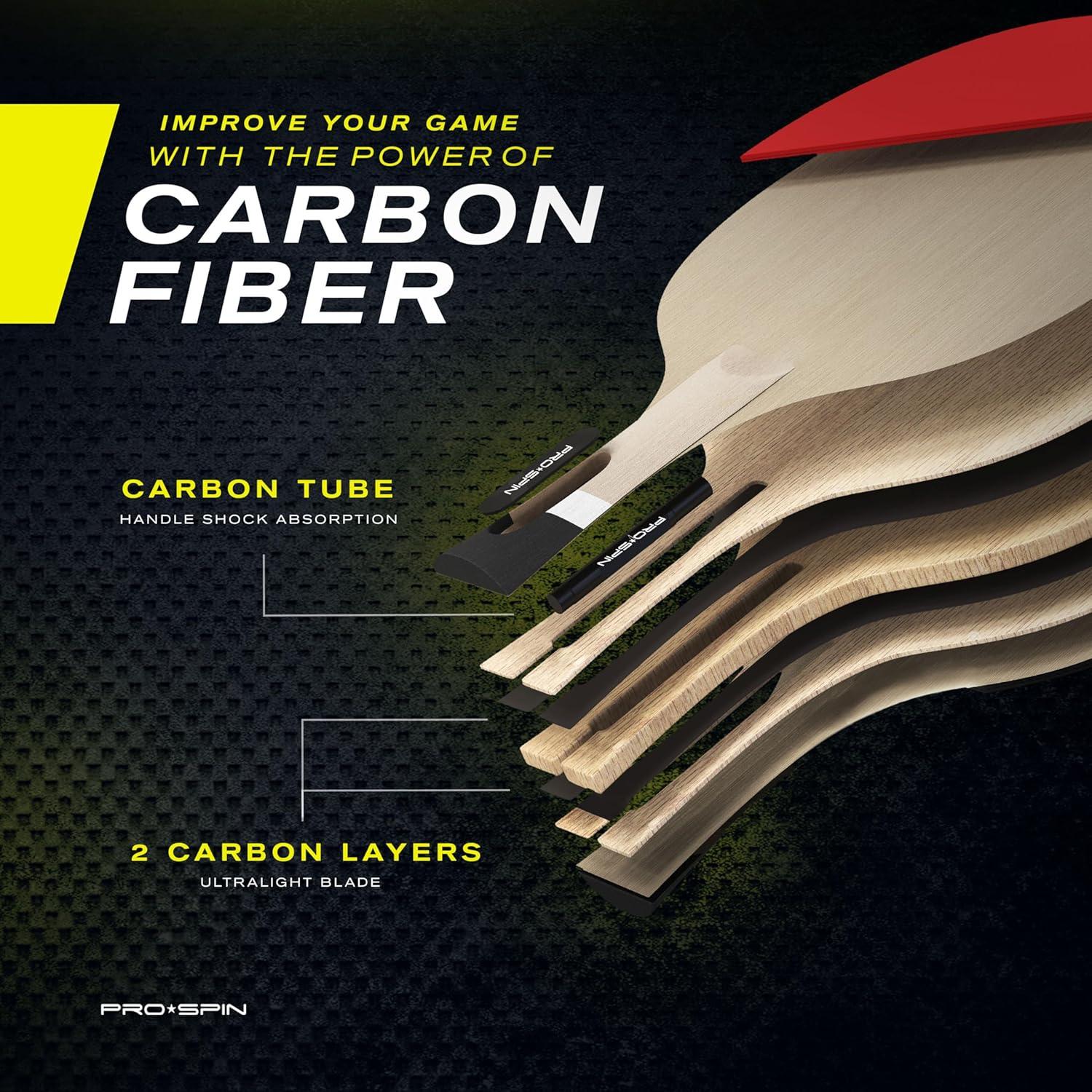 Pala de Ping Pong PRO SPIN de Carbono 7 Capas con Funda