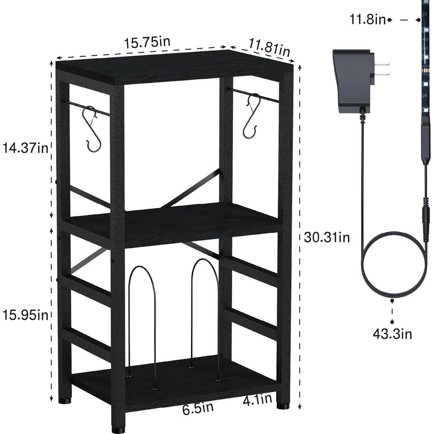 Mesa Lateral YAKANJ con Luz LED y Almacenamiento de Vinilos