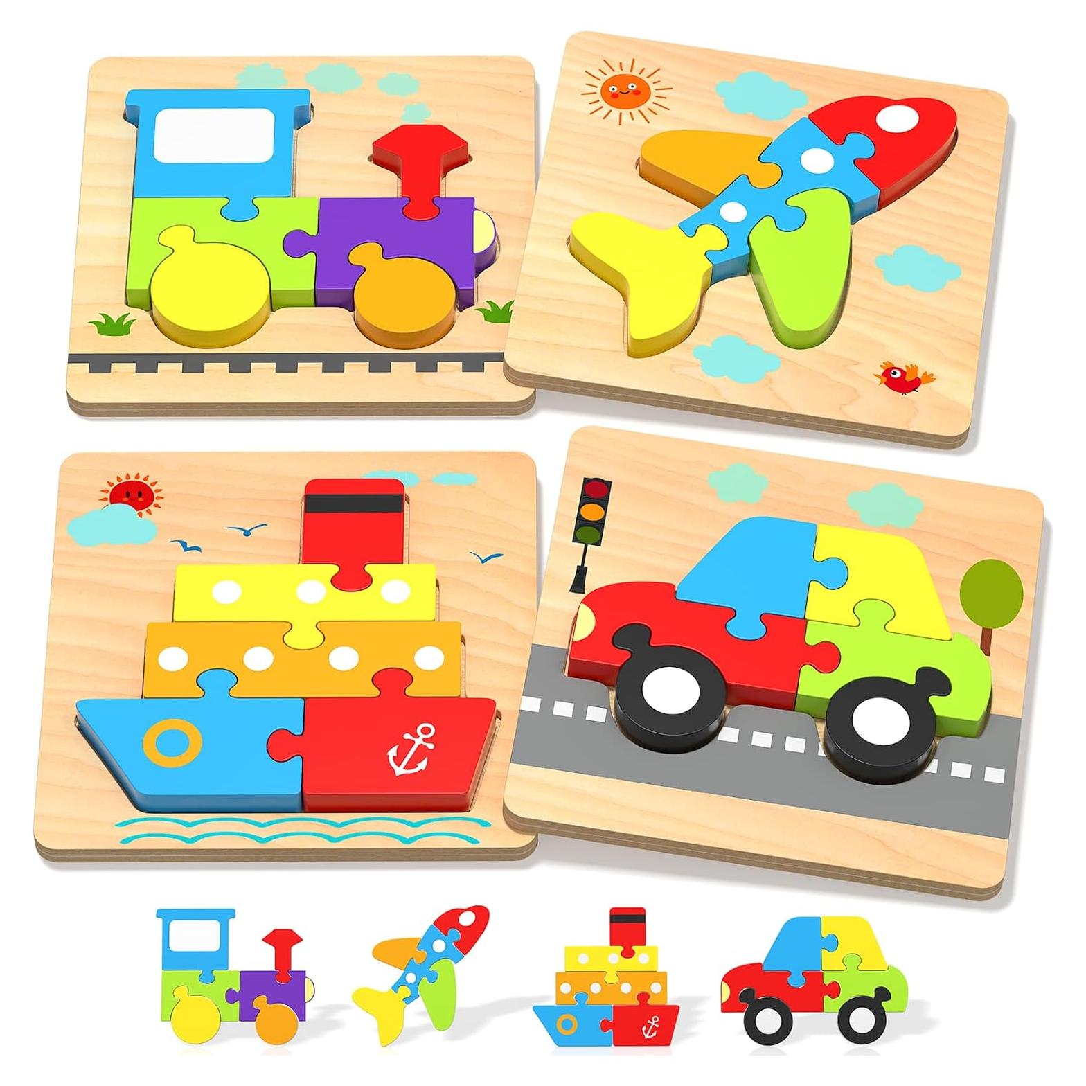 Rompecabezas de Madera Montessori Oomloid 4 Vehículos 1-3 Años