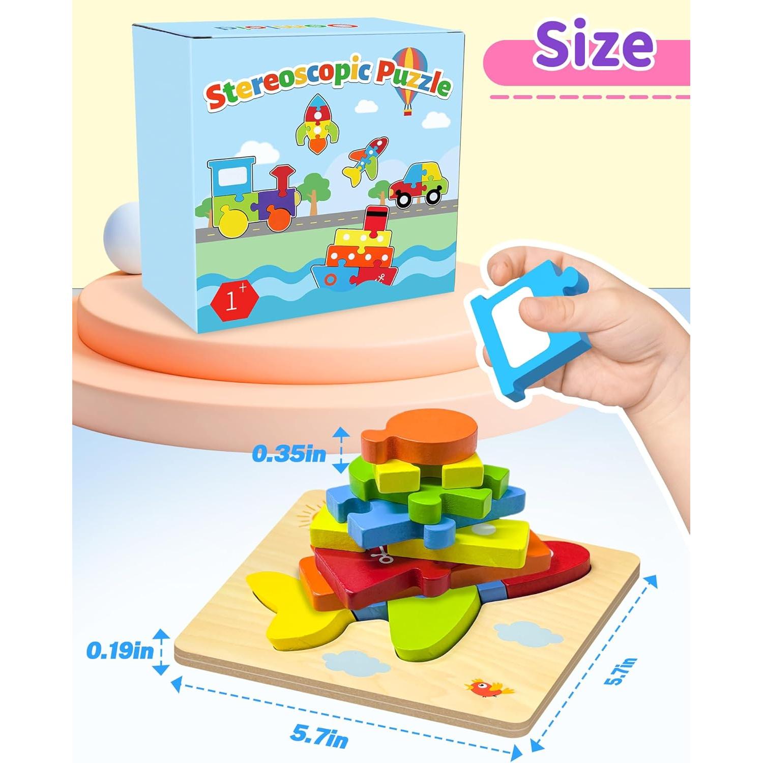 Rompecabezas de Madera Montessori Oomloid 4 Vehículos 1-3 Años