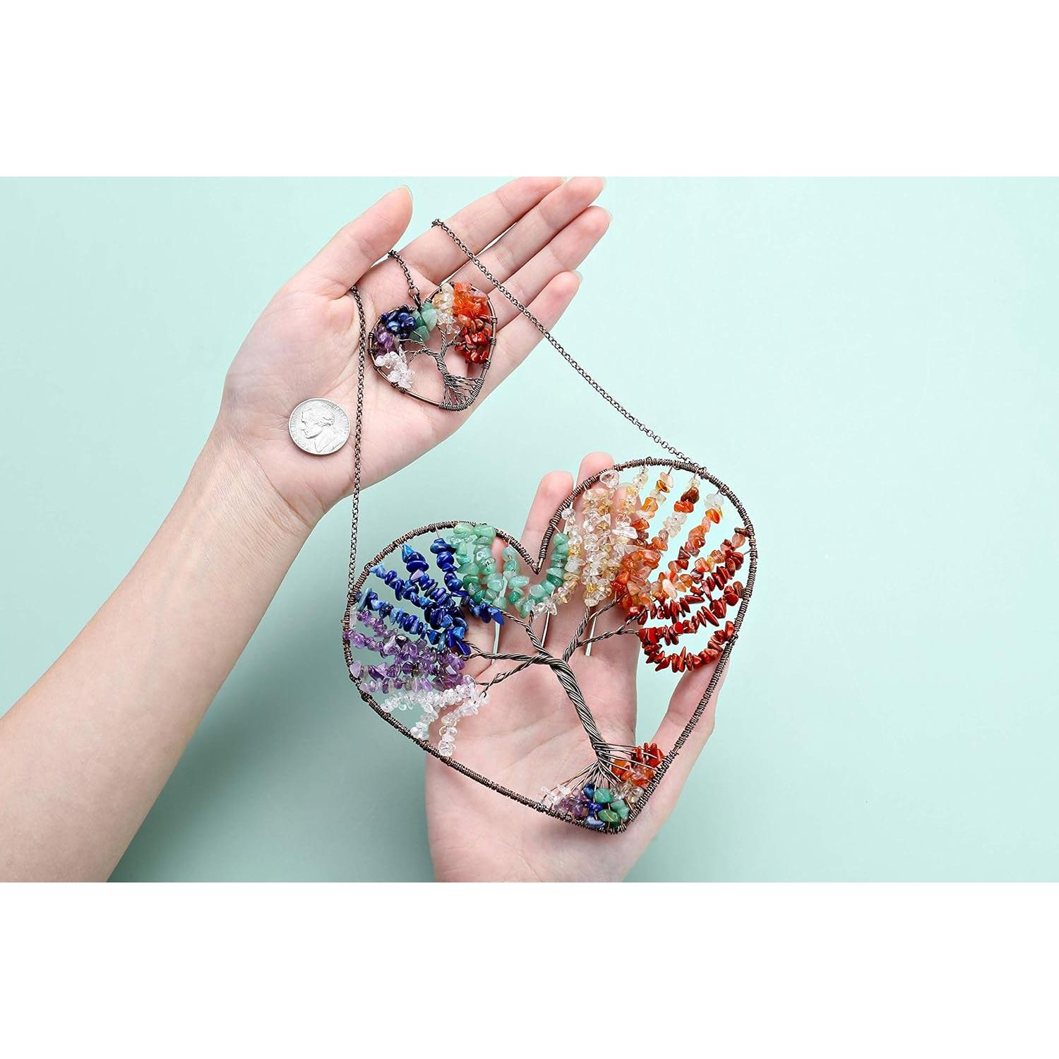 Adorno Colgante JOVIVI Árbol de la Vida 7 Chakra 12.5 cm