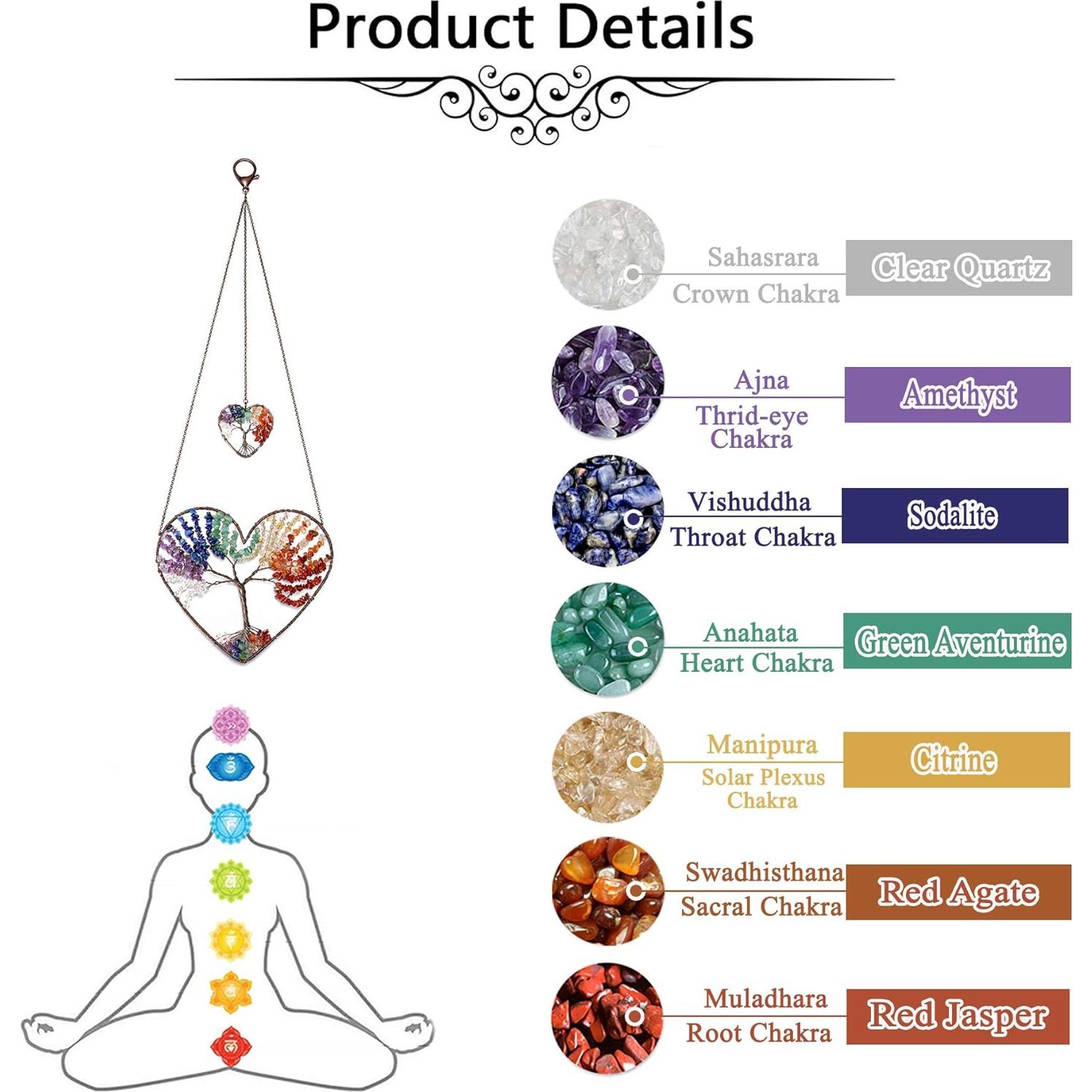 Adorno Colgante JOVIVI Árbol de la Vida 7 Chakra 12.5 cm