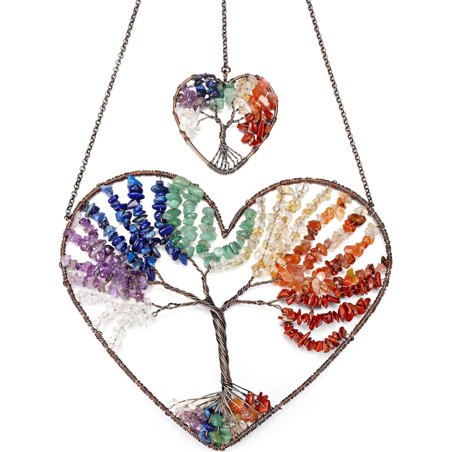 Adorno Colgante JOVIVI Árbol de la Vida 7 Chakra 12.5 cm