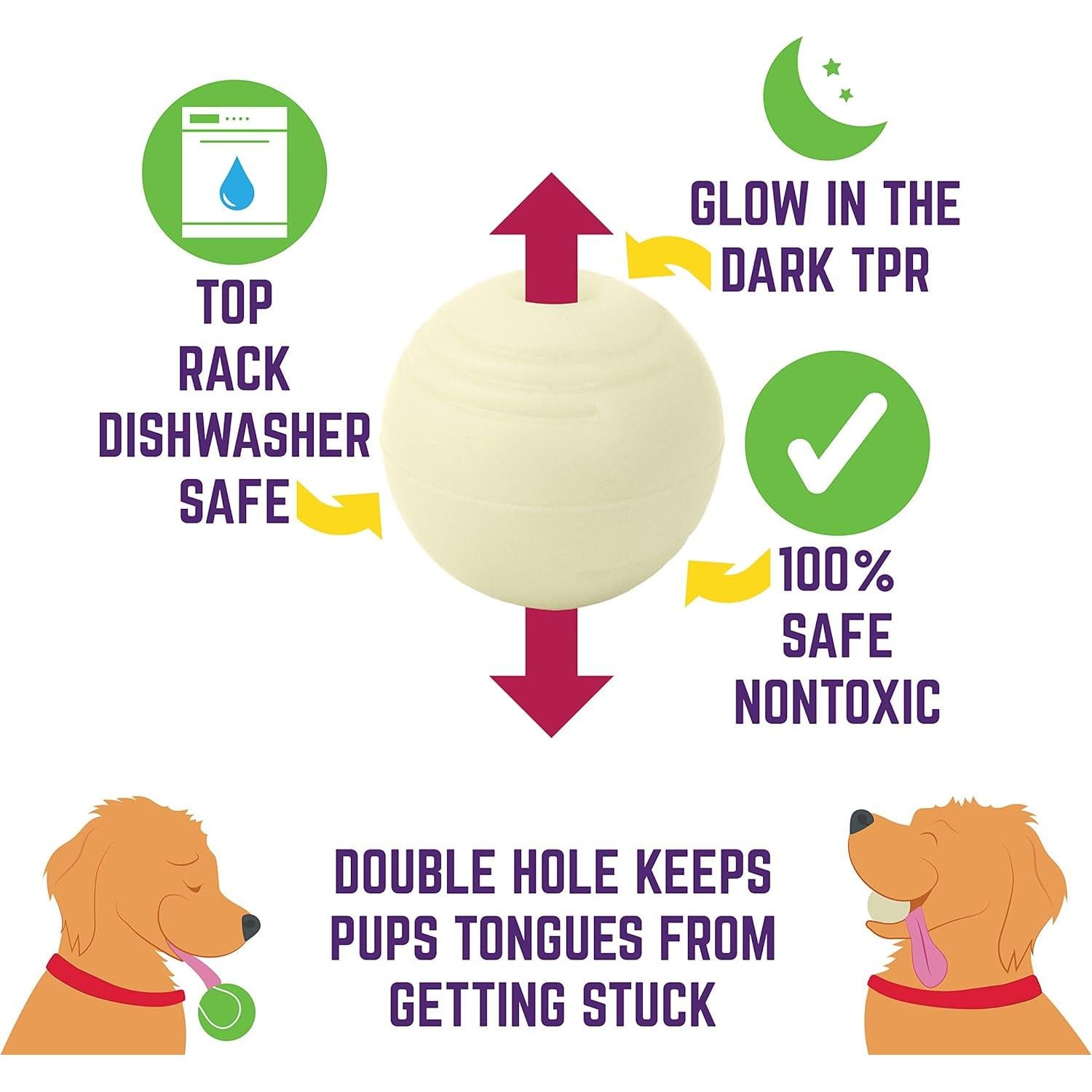 Pelotas de Fetch Brillantes Chew King - Paquete de 2, 6.35 cm