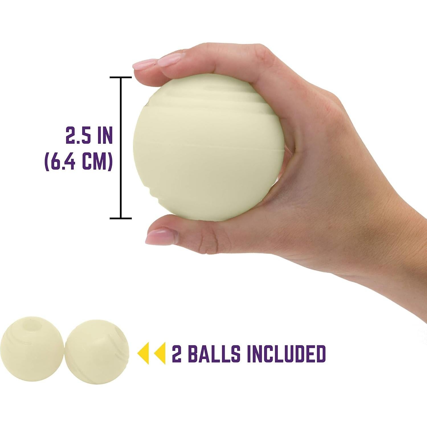 Pelotas de Fetch Brillantes Chew King - Paquete de 2, 6.35 cm