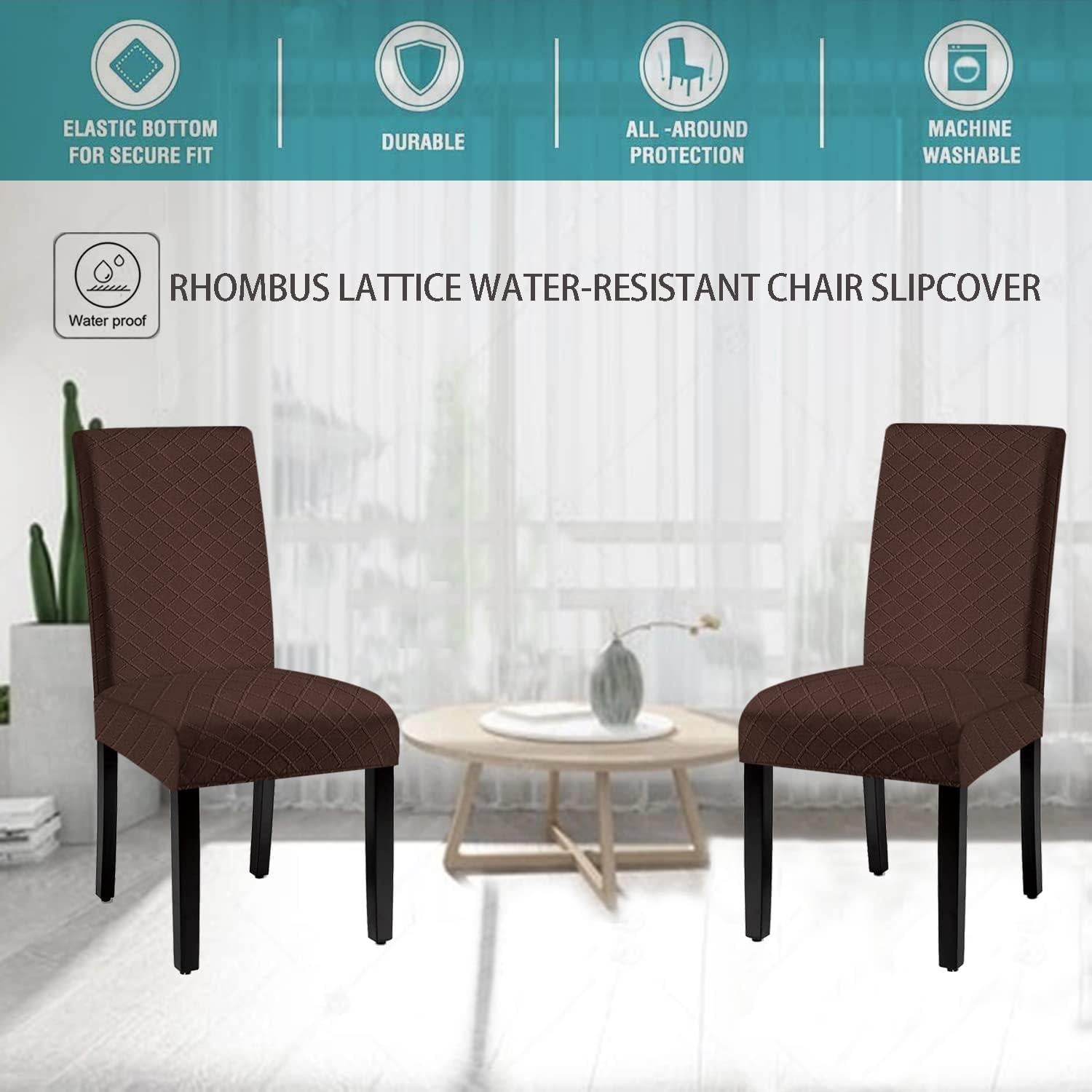 Funda de Silla Impermeable BOGUANG Juego de 4 Café