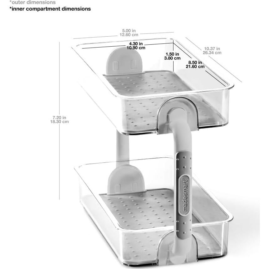 Organizador de Especias Madesmart 2 Niveles Gris - BPA Free