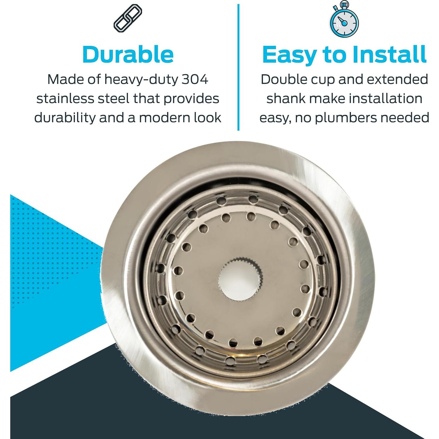 Colador de Fregadero de Cocina EZ-FLO Doble Taza Acero Inoxidable