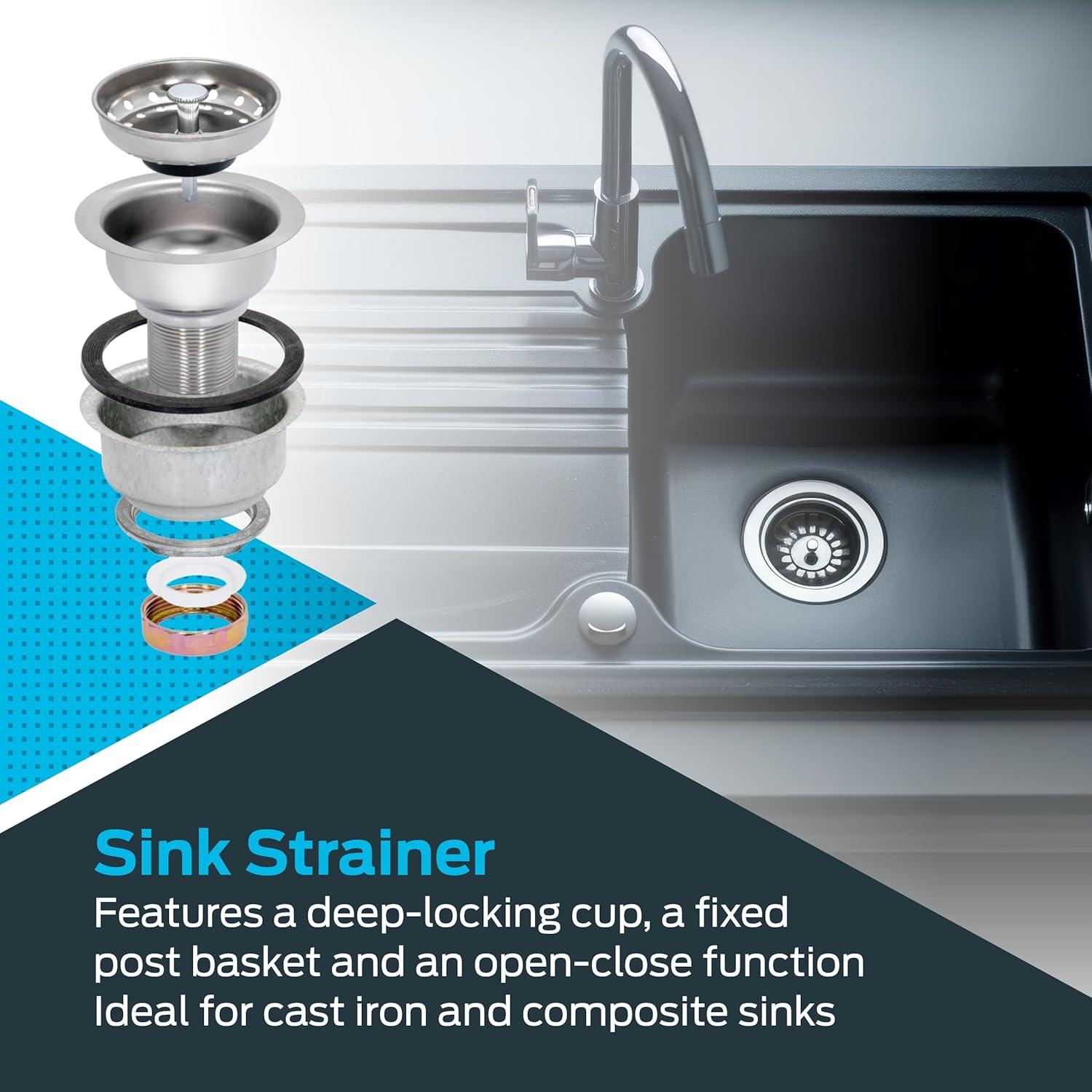 Colador de Fregadero de Cocina EZ-FLO Doble Taza Acero Inoxidable