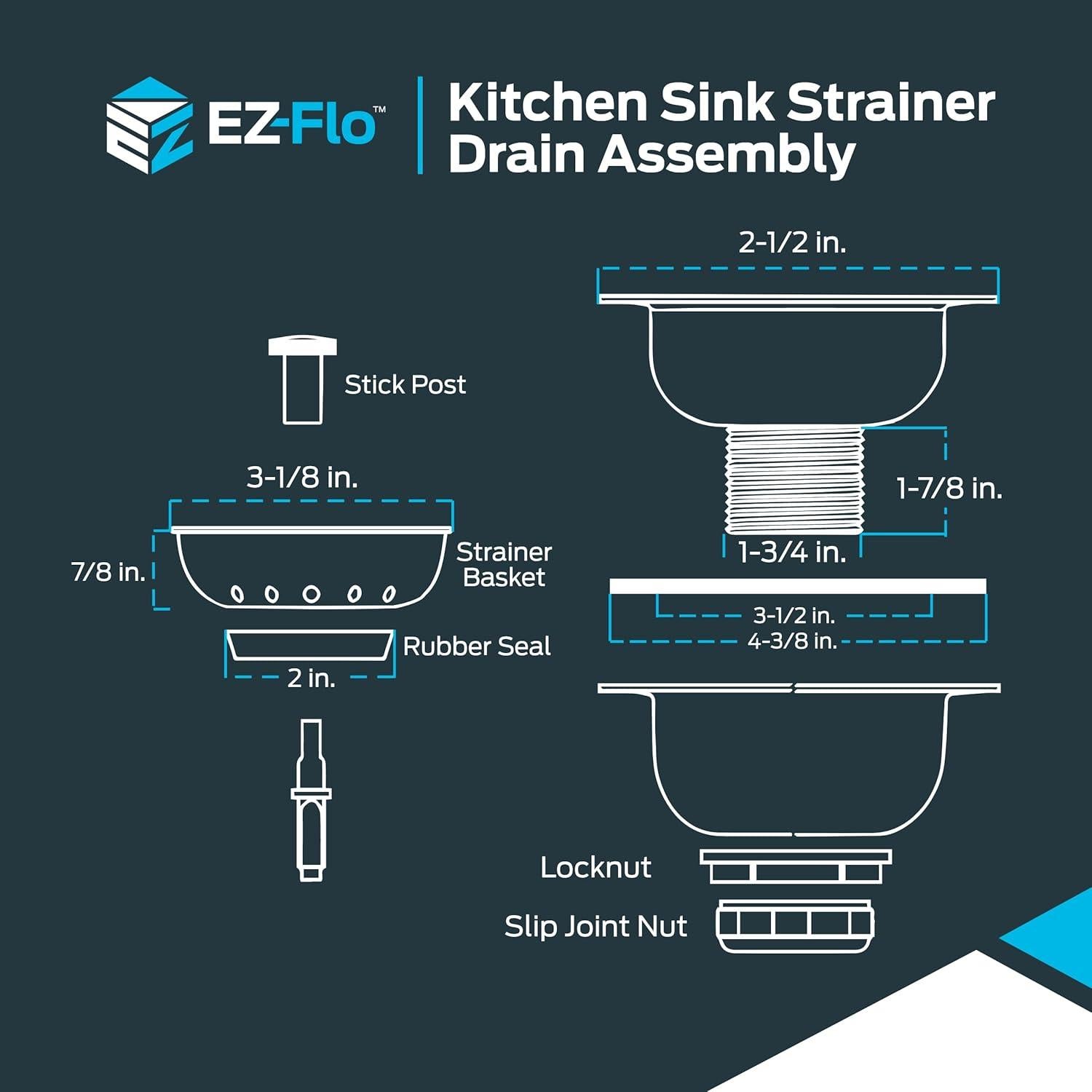 Colador de Fregadero de Cocina EZ-FLO Doble Taza Acero Inoxidable