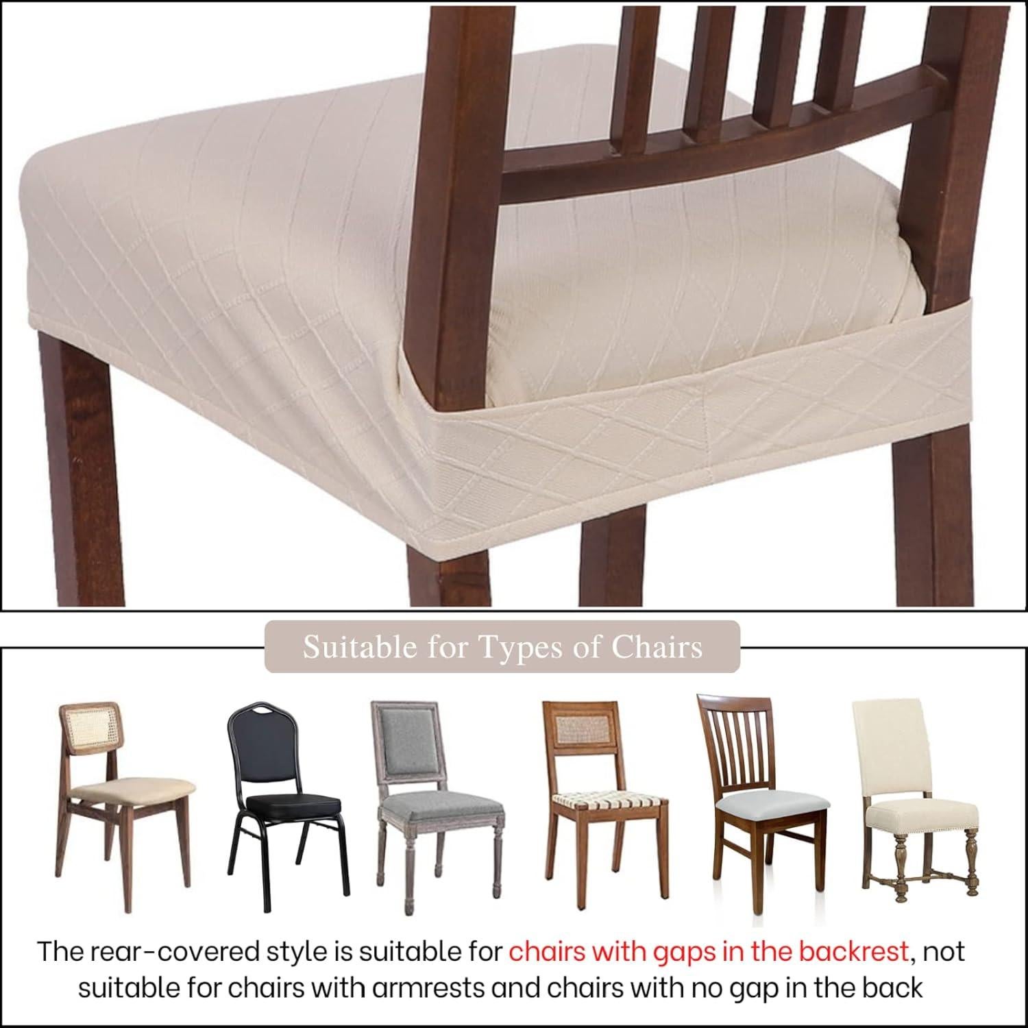 Funda de Silla de Comedor SearchI Set de 6 Jacquard Beige