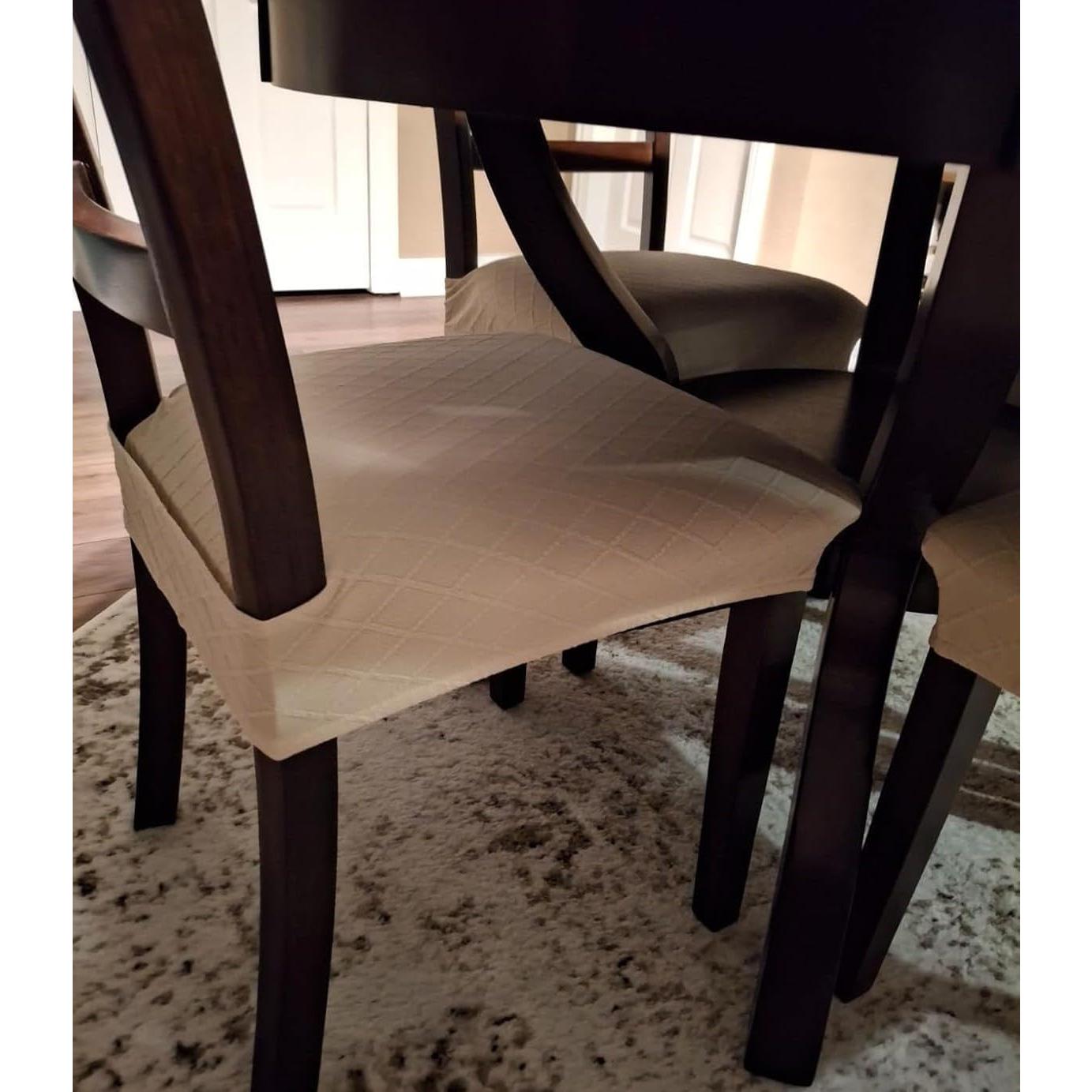 Funda de Silla de Comedor SearchI Set de 6 Jacquard Beige