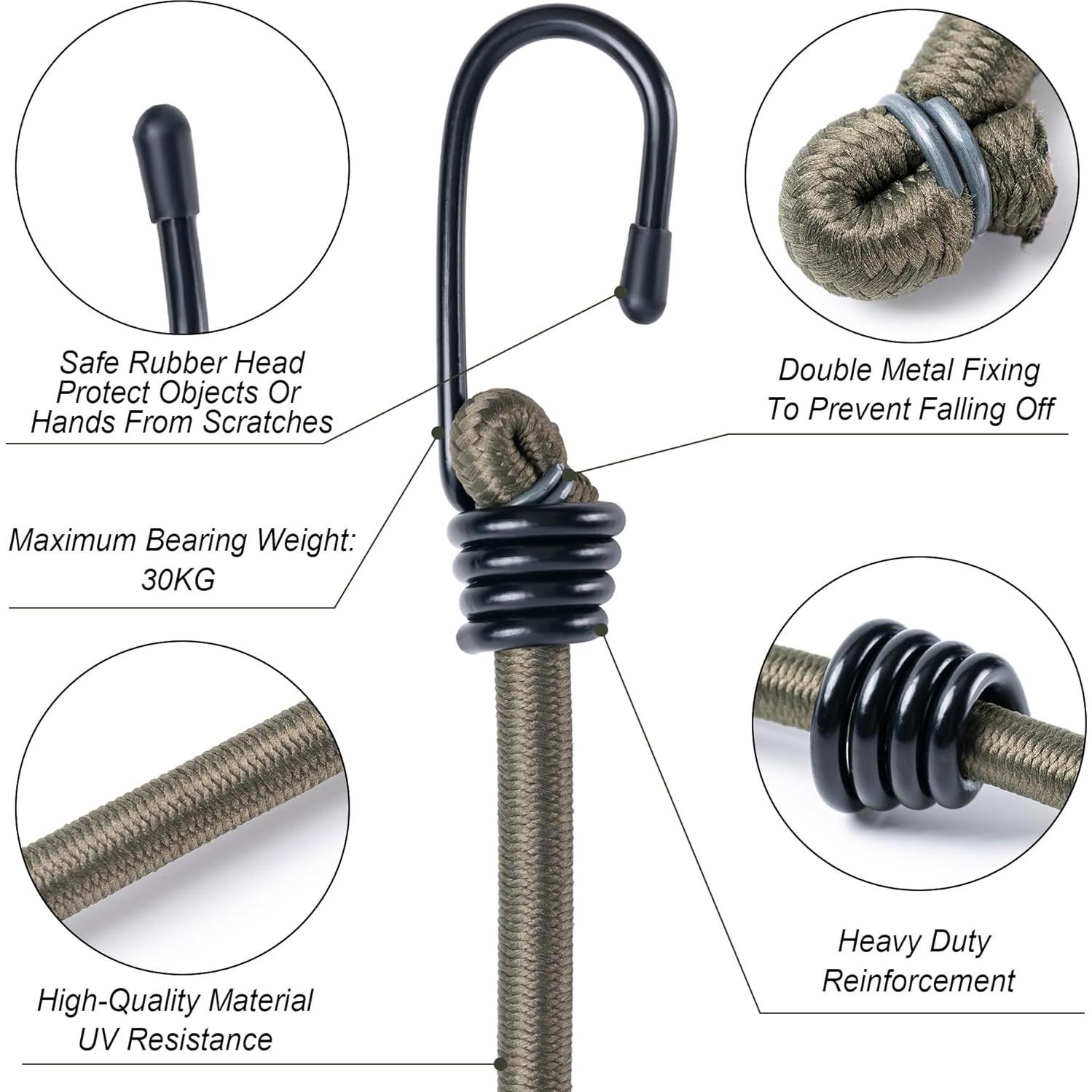 Cuerdas elásticas Aegero 20.5cm 10 piezas resistentes para exteriores