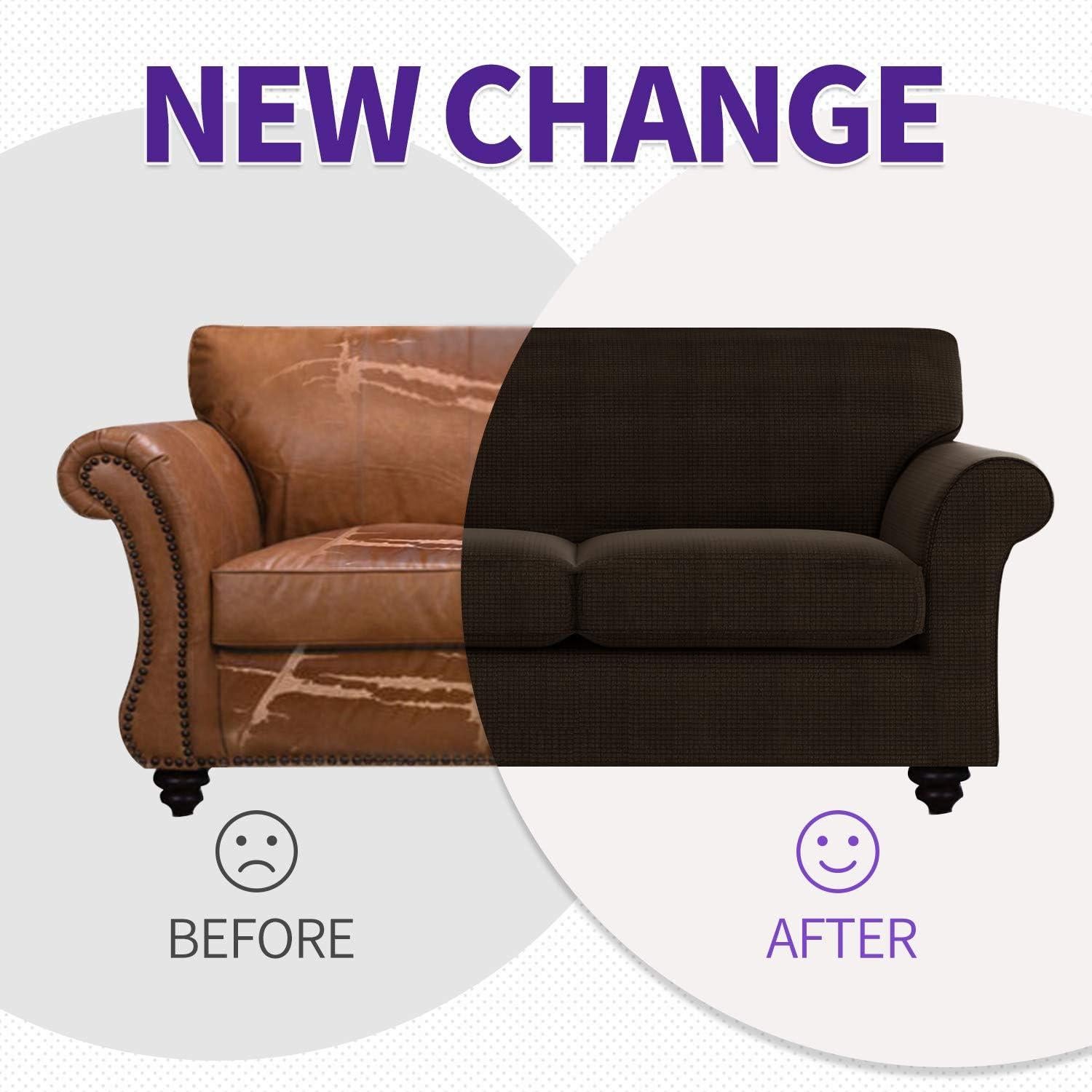 Funda de Silla ZNSAYOTX 2 Piezas Antideslizante Café