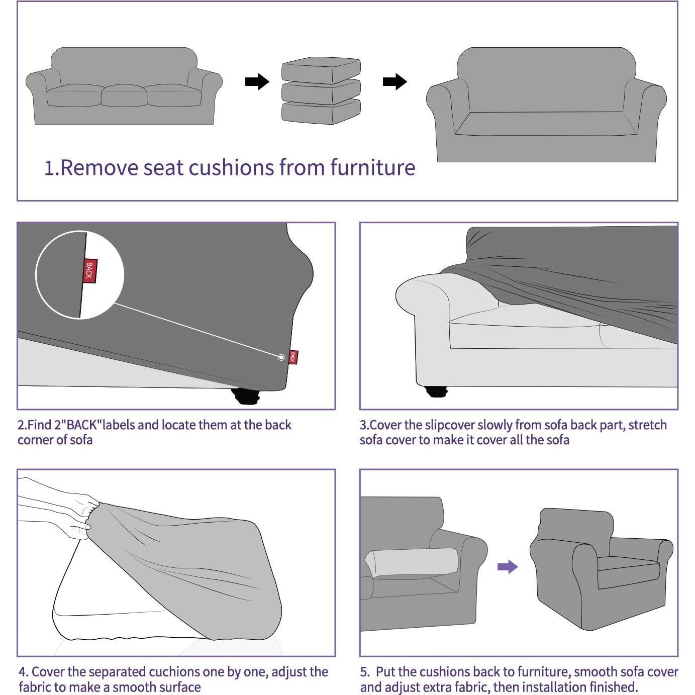 Funda de Silla ZNSAYOTX 2 Piezas Antideslizante Café