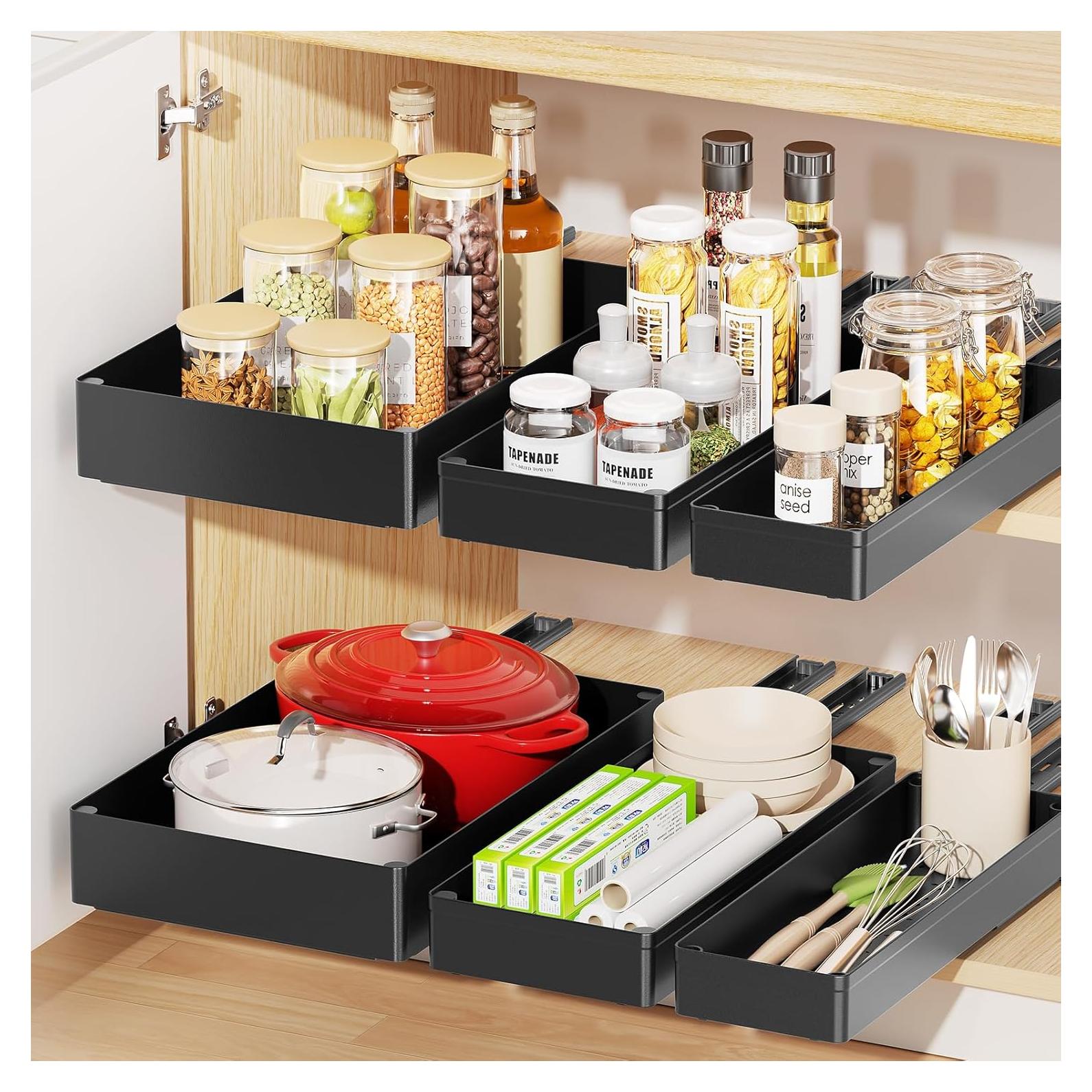 Organizador de Gabinete Extraíble Delamu 3 Cajones Negro