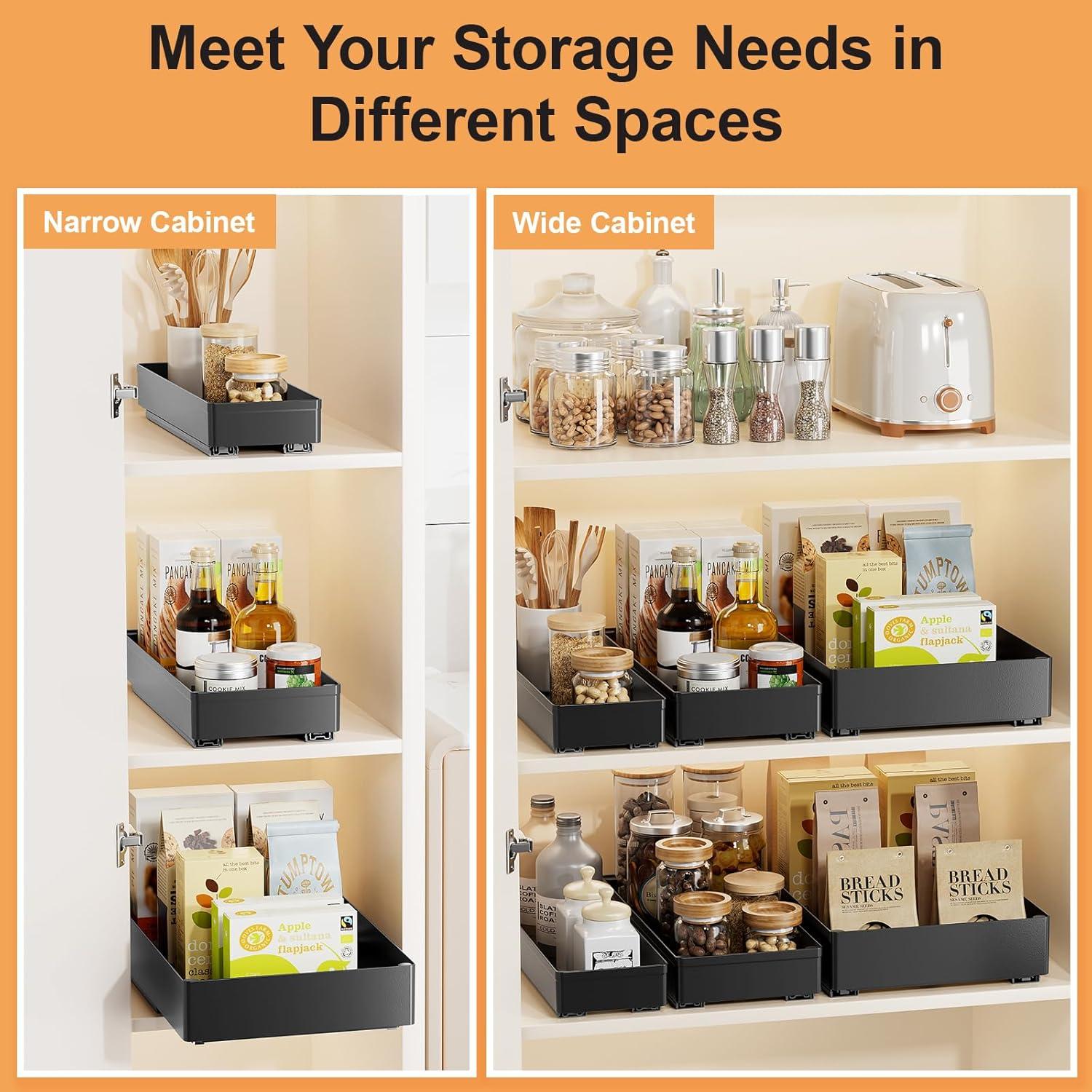 Organizador de Gabinete Extraíble Delamu 3 Cajones Negro