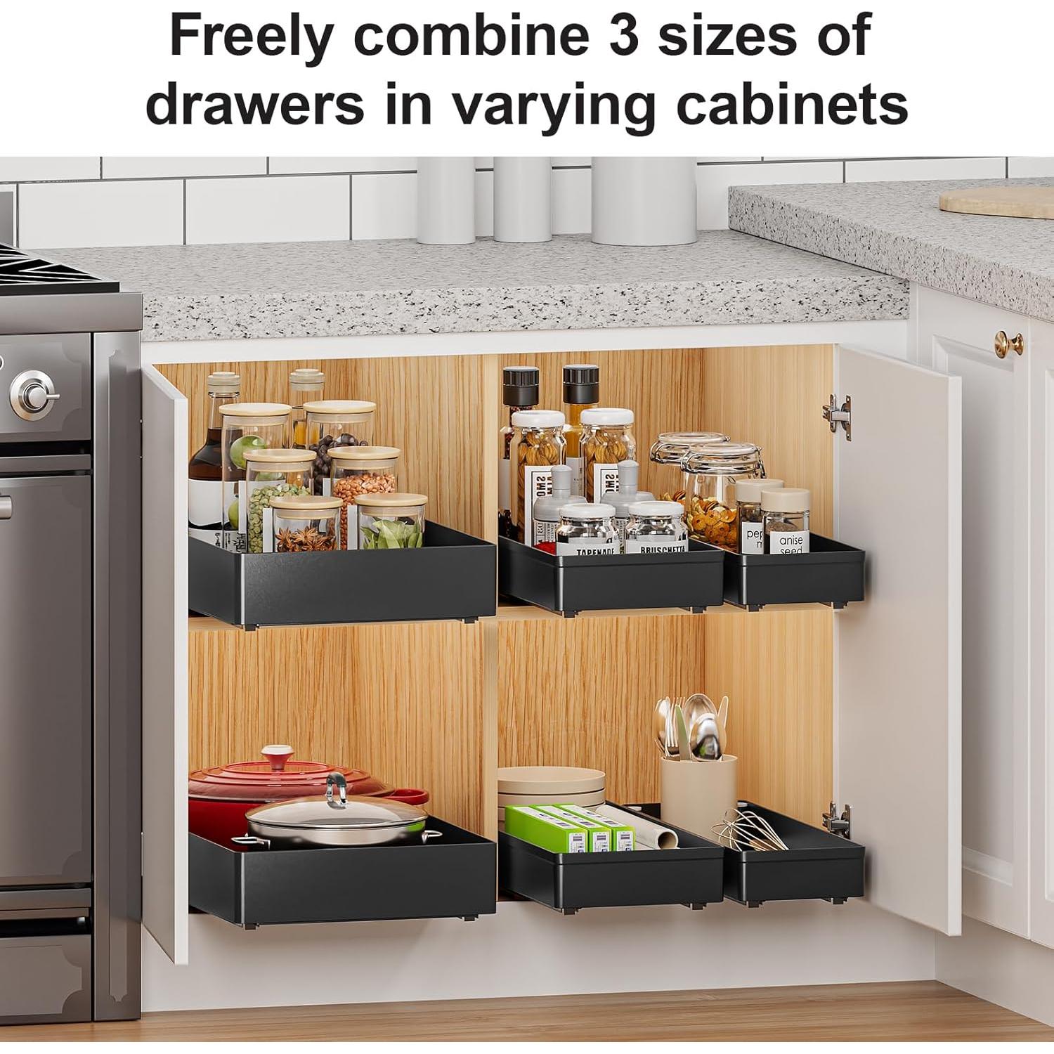 Organizador de Gabinete Extraíble Delamu 3 Cajones Negro