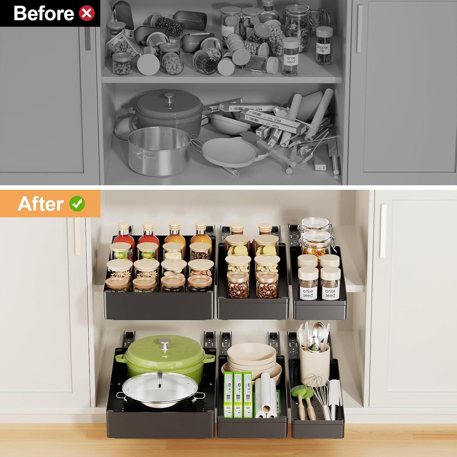 Organizador de Gabinete Extraíble Delamu 3 Cajones Negro