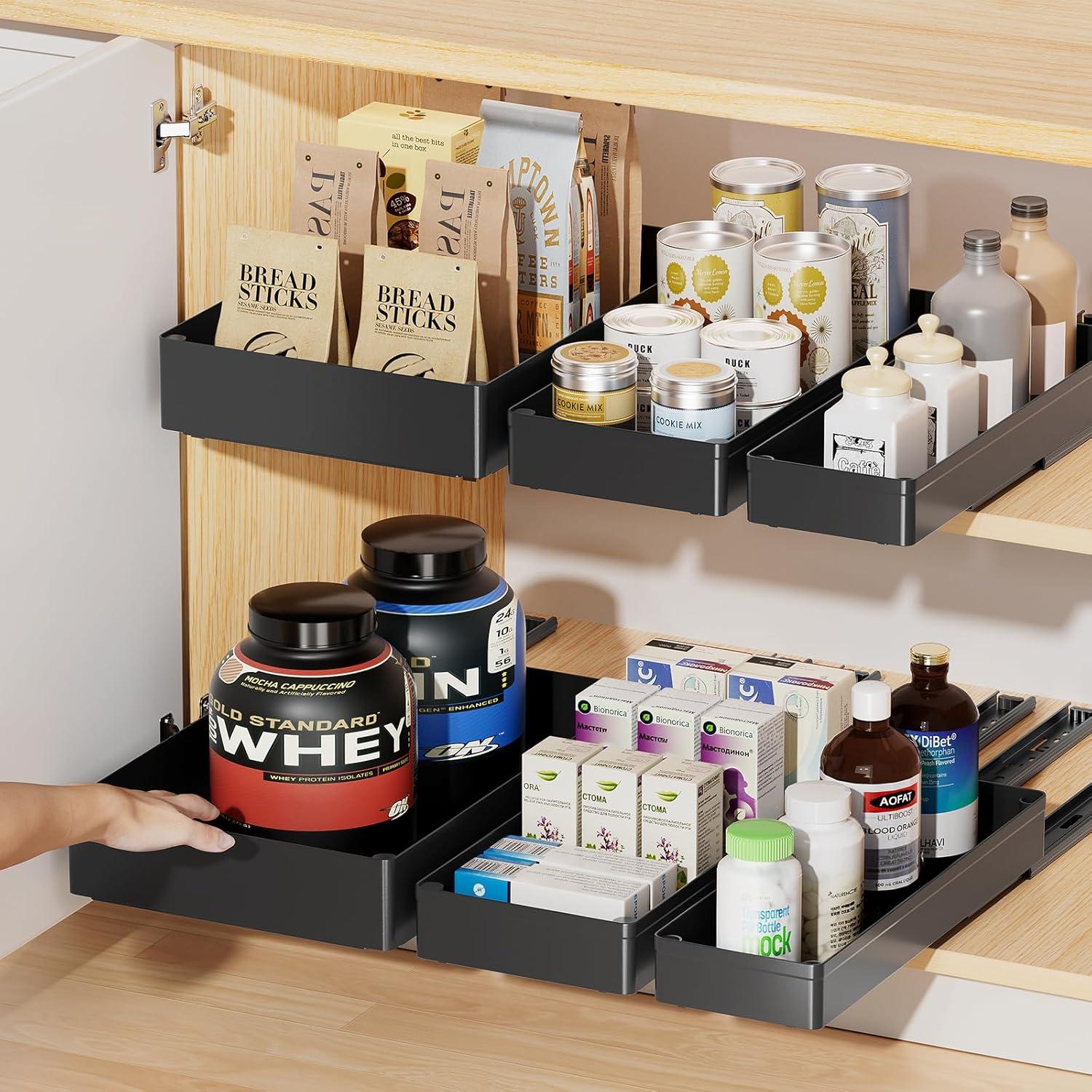 Organizador de Gabinete Extraíble Delamu 3 Cajones Negro