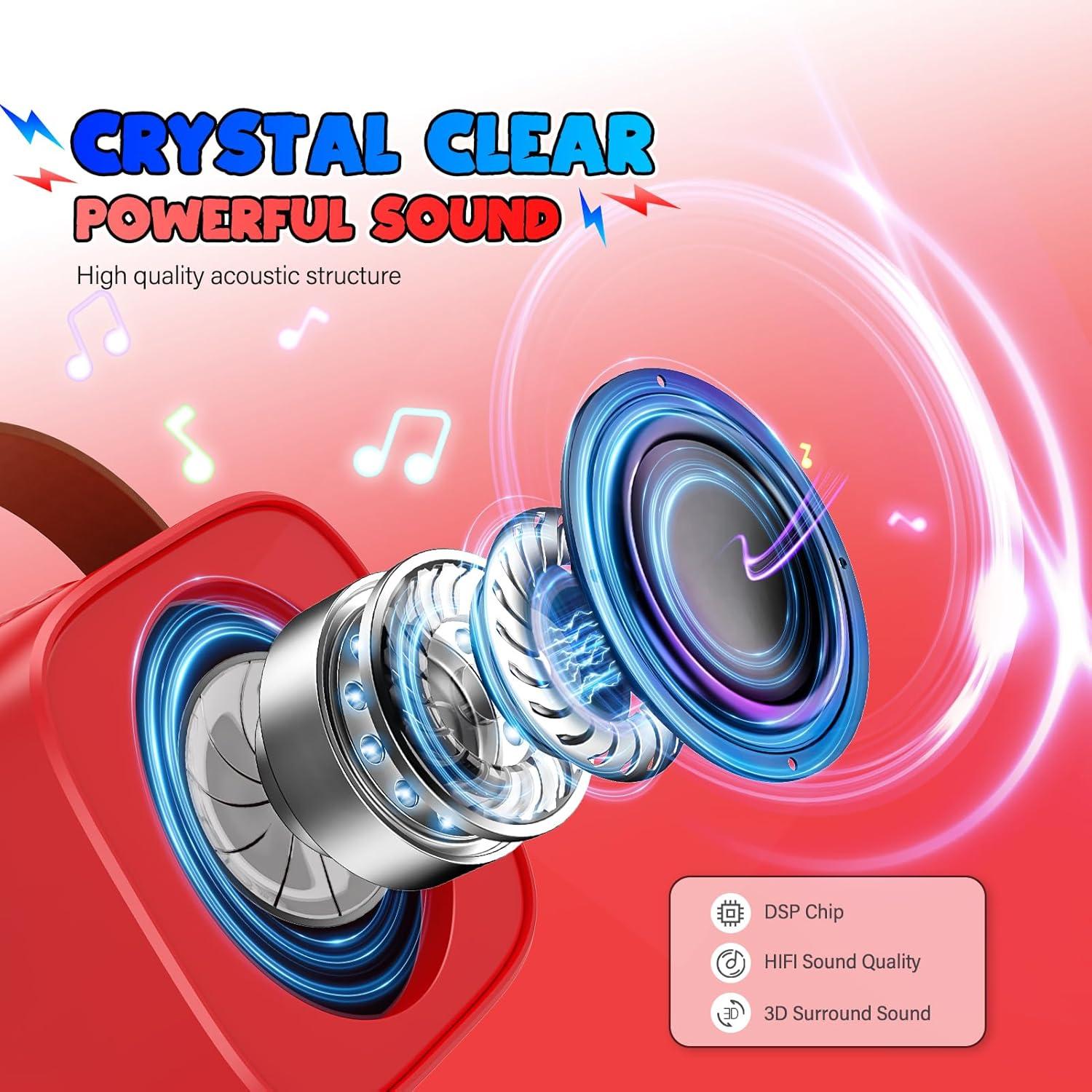 Mini Máquina de Karaoke Inalámbrica Bluetooth LED Rojo