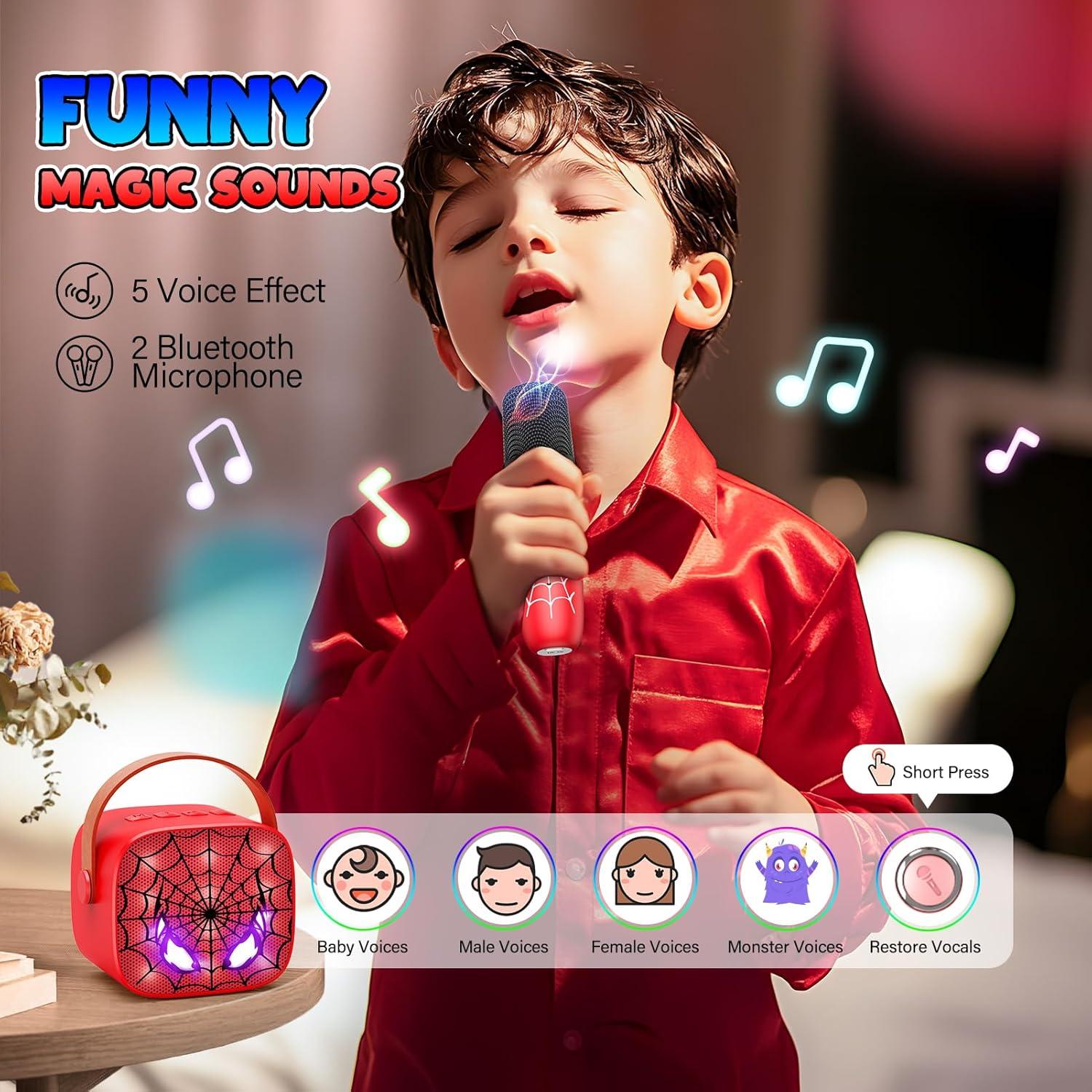 Mini Máquina de Karaoke Inalámbrica Bluetooth LED Rojo