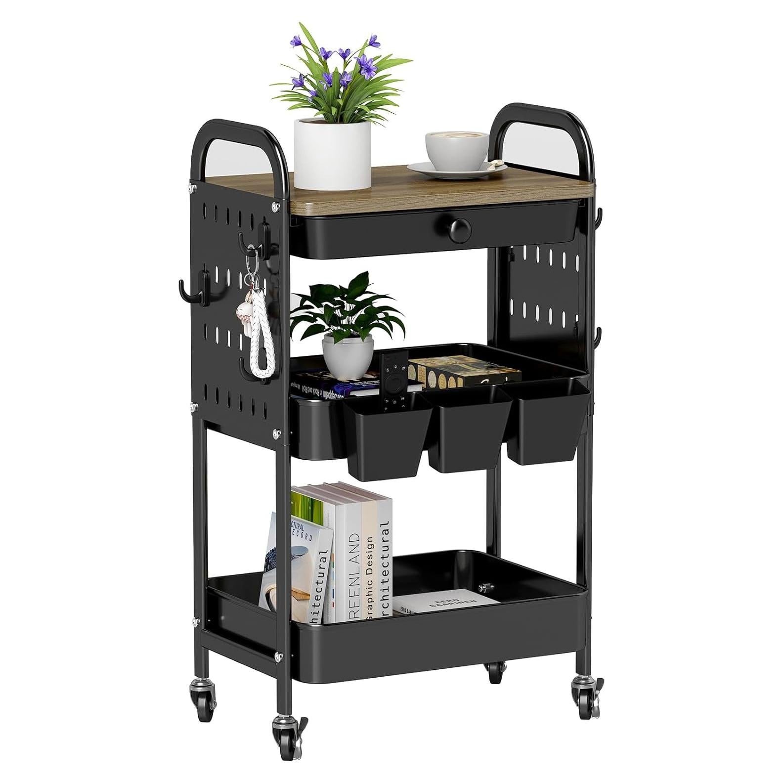 Carro Rodante de Almacenamiento Danpinera 3 Niveles Negro