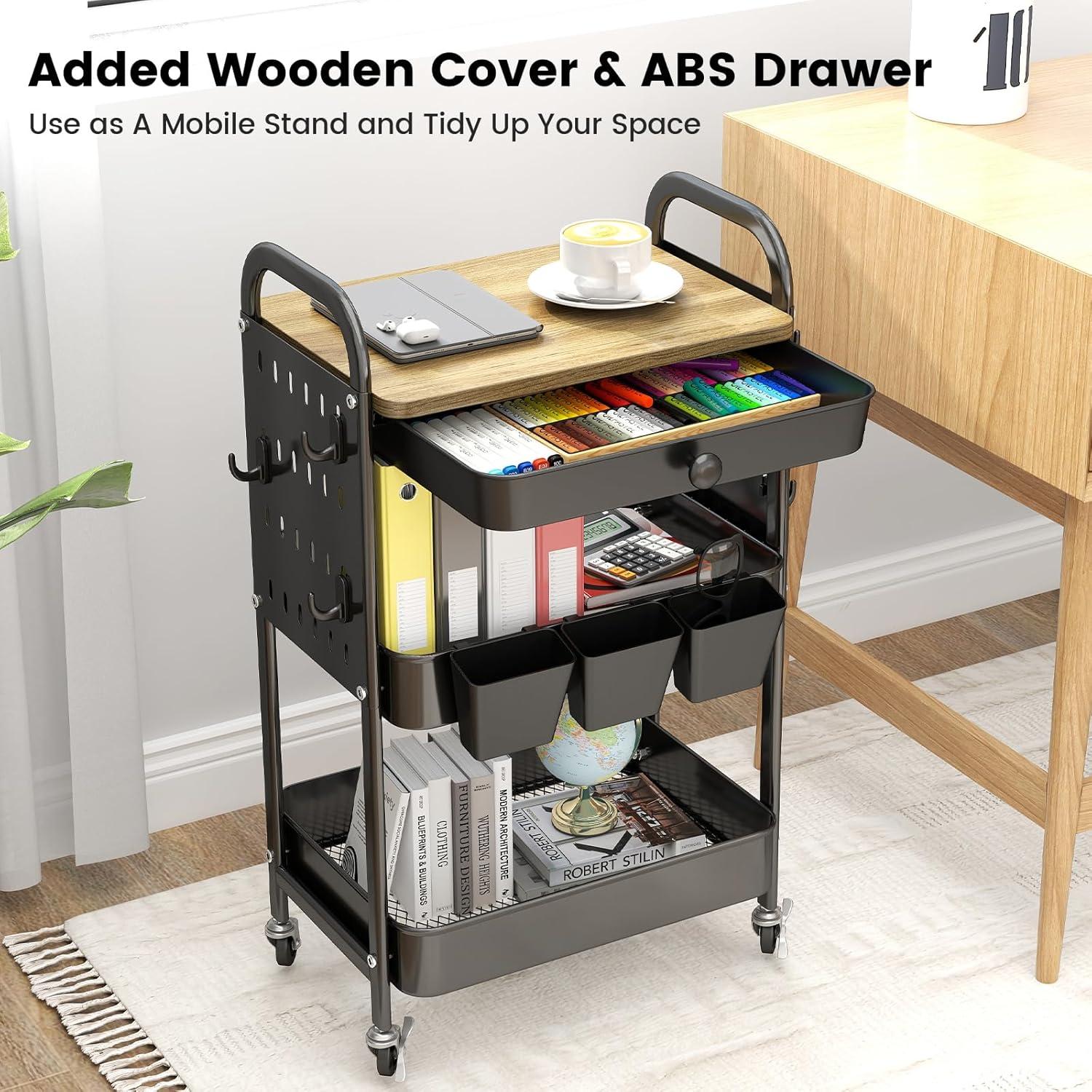 Carro Rodante de Almacenamiento Danpinera 3 Niveles Negro