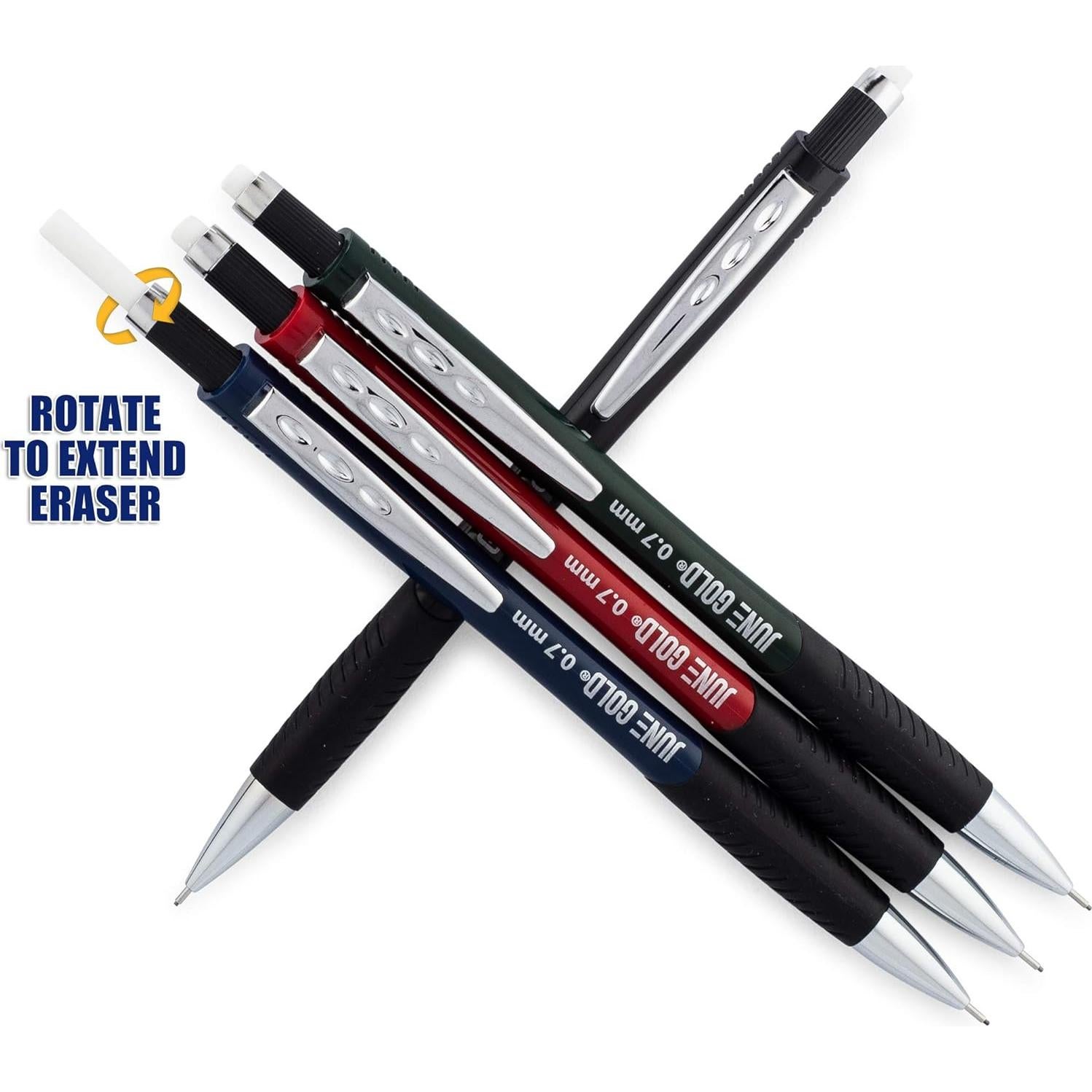 Paquete de 8 lápices mecánicos June Gold 0.7 mm con recargas