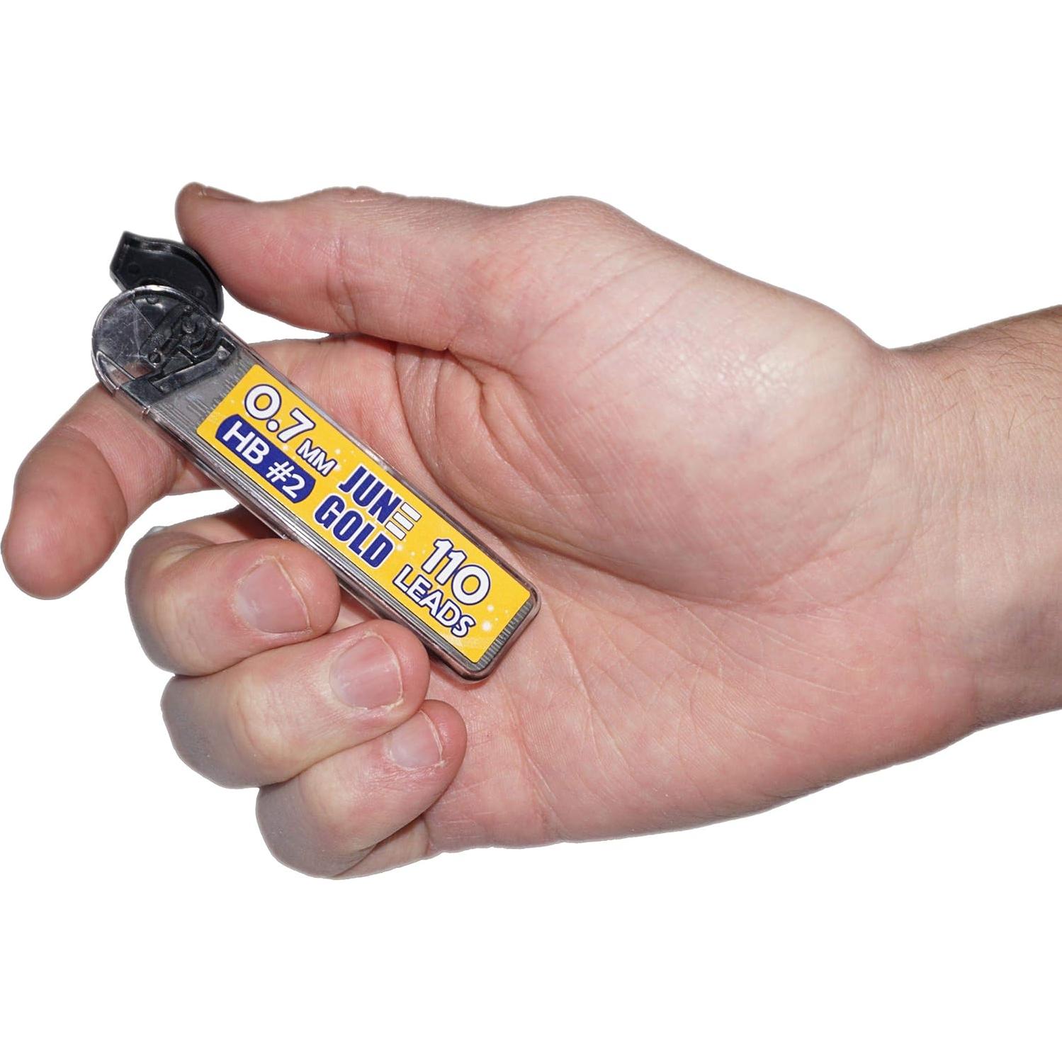 Paquete de 8 lápices mecánicos June Gold 0.7 mm con recargas