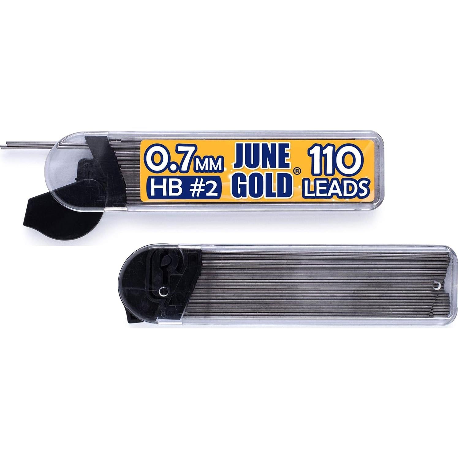 Paquete de 8 lápices mecánicos June Gold 0.7 mm con recargas