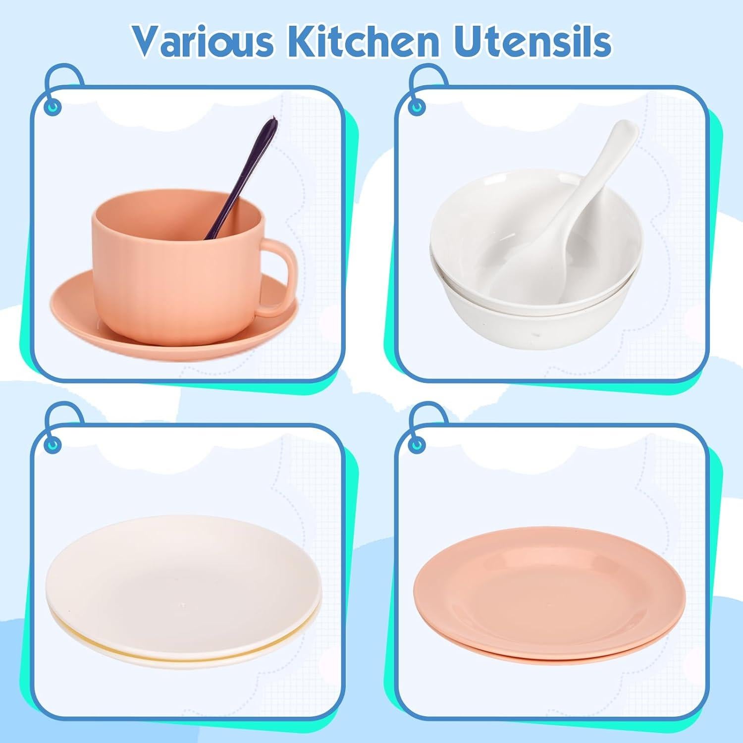 Set de Juguetes de Cocina 67 Pcs Bruvoalon para Niños Rojo