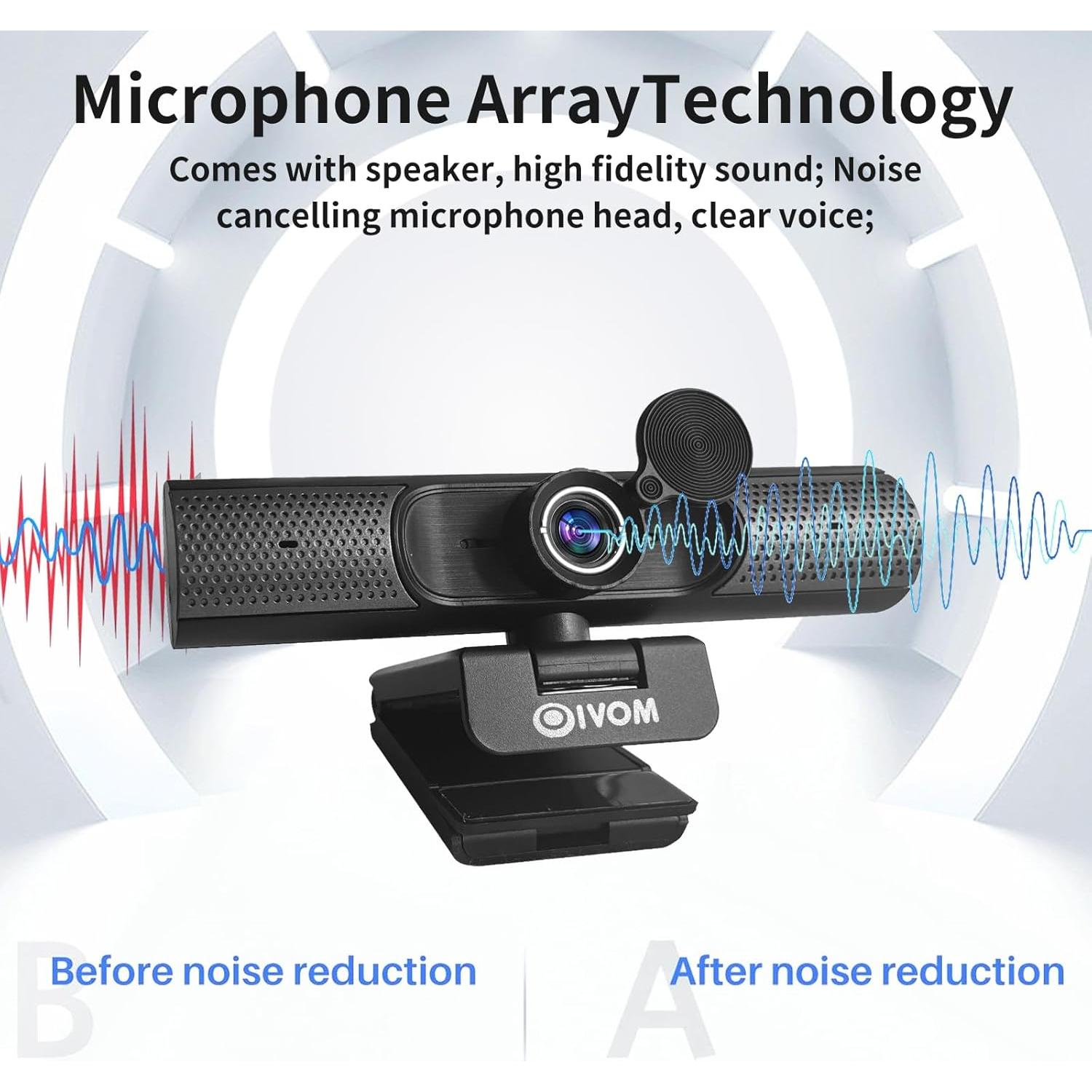 Cámara Web Oivom 1080P con Micrófono y Altavoces