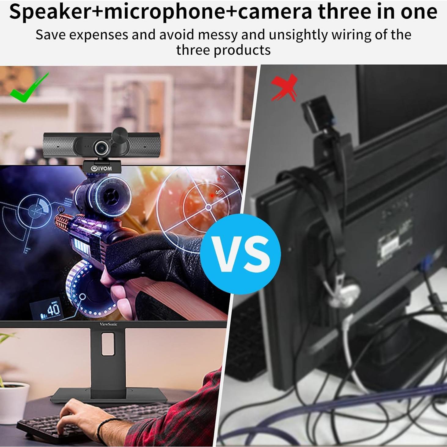 Cámara Web Oivom 1080P con Micrófono y Altavoces