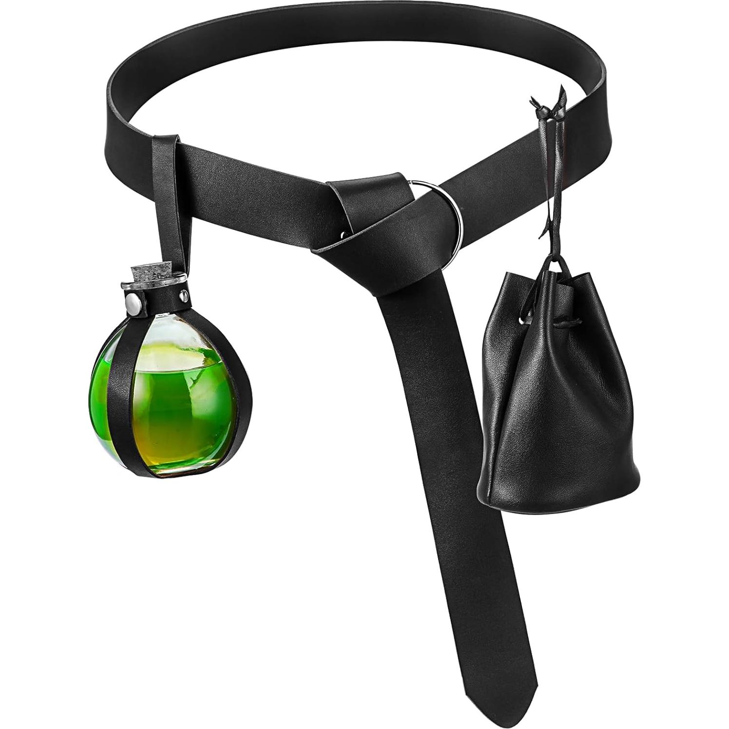 Accesorios Medievales para Cosplay: Botella, Cinturón y Bolsa